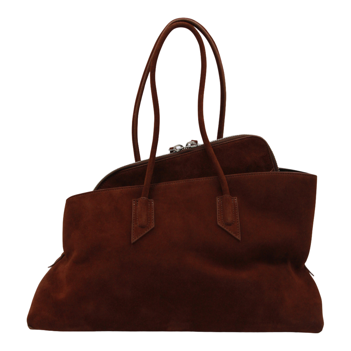 Soft-Structured Brown Suede Tote Bag