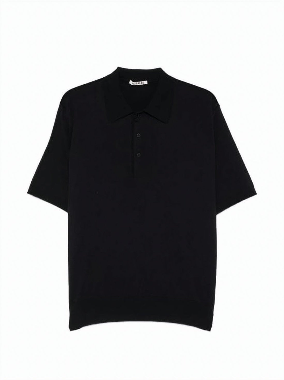 Black Polo Shirt with Classic Collar and Placket