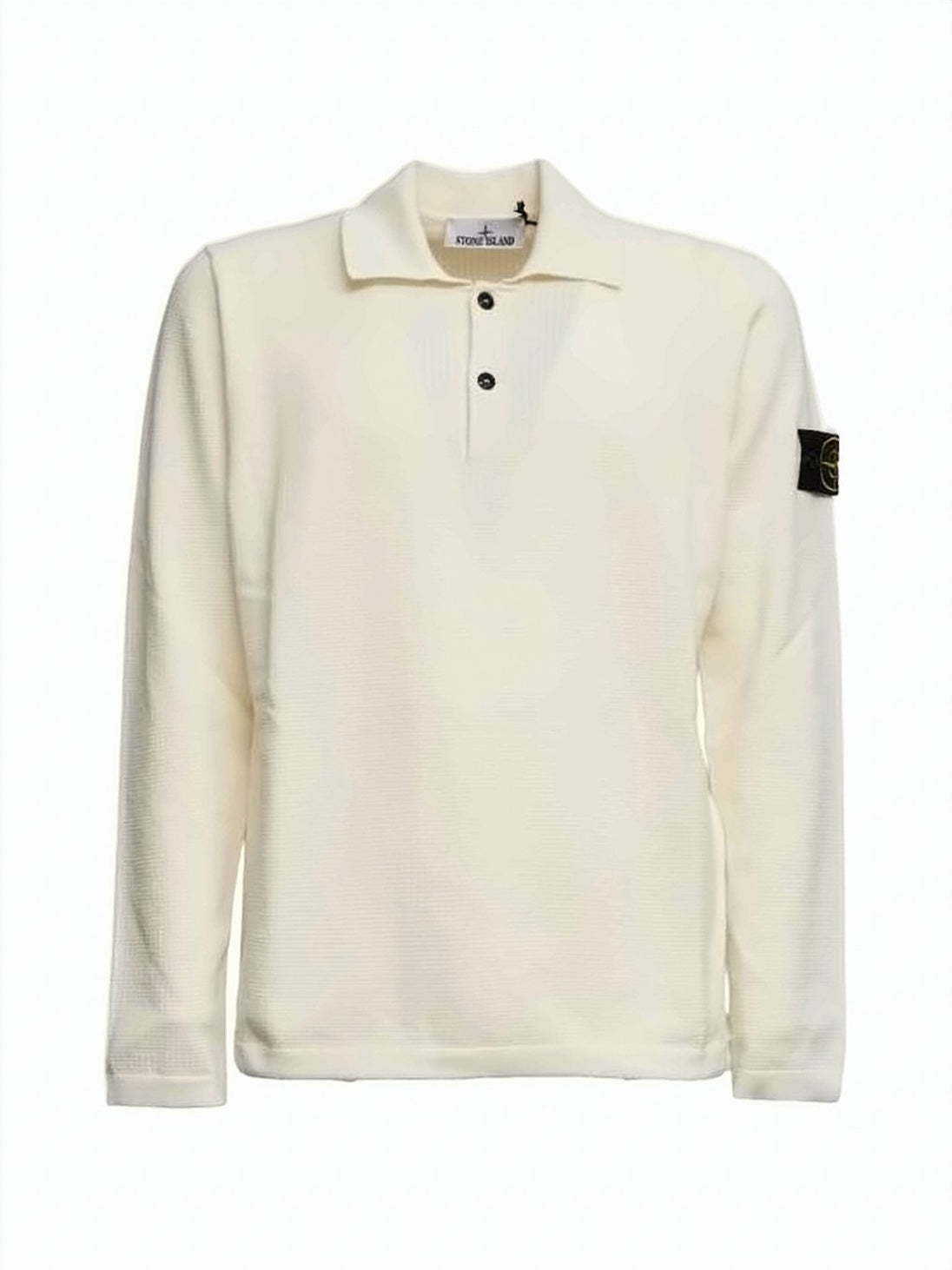 Textured Knit Long-Sleeve Polo Shirt