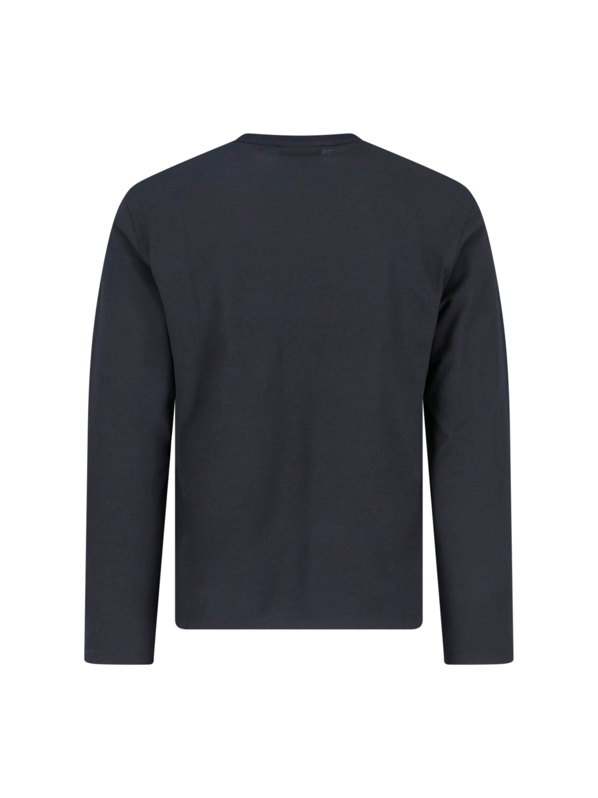 Long-Sleeved Black Cotton T-Shirt With Crew Neckline