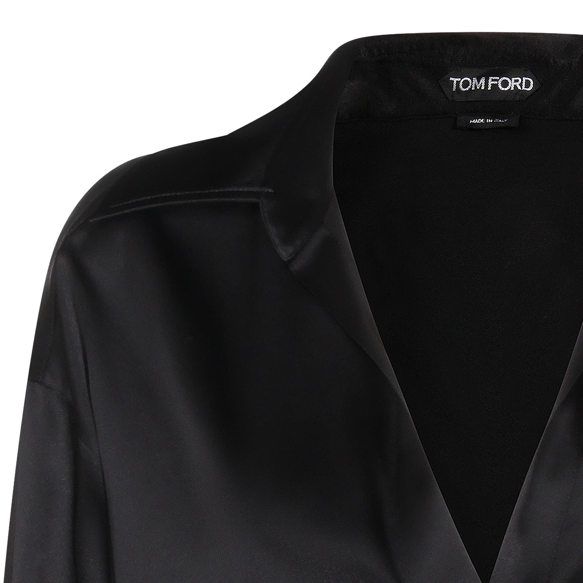Satin-Finish Black Blouse