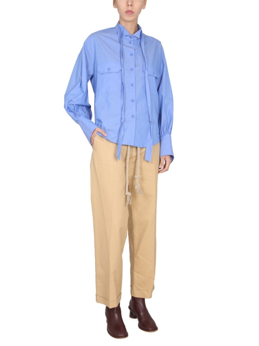Structured Poplin Shirt With High Collar