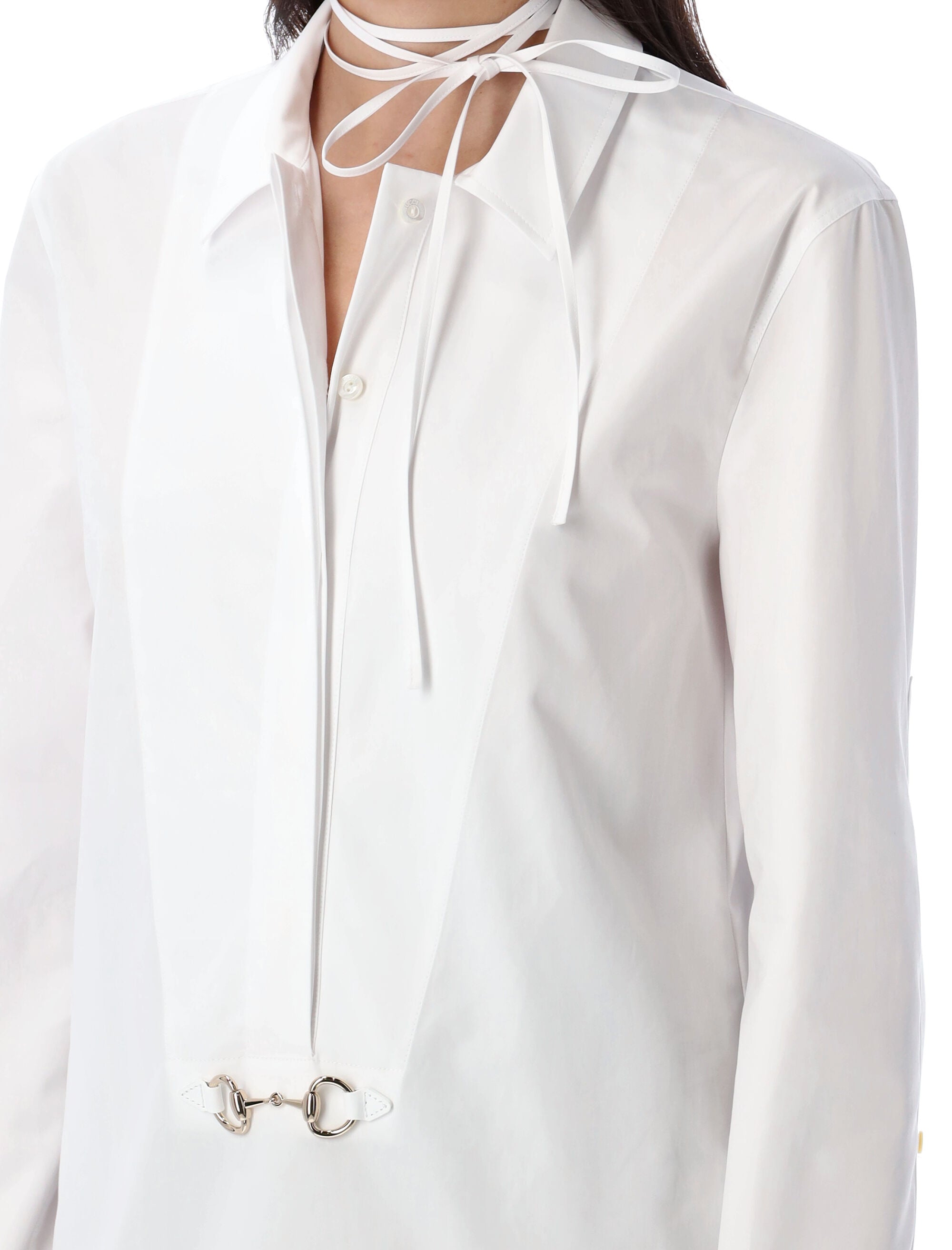 Cotton Poplin Shirt With Horsebit