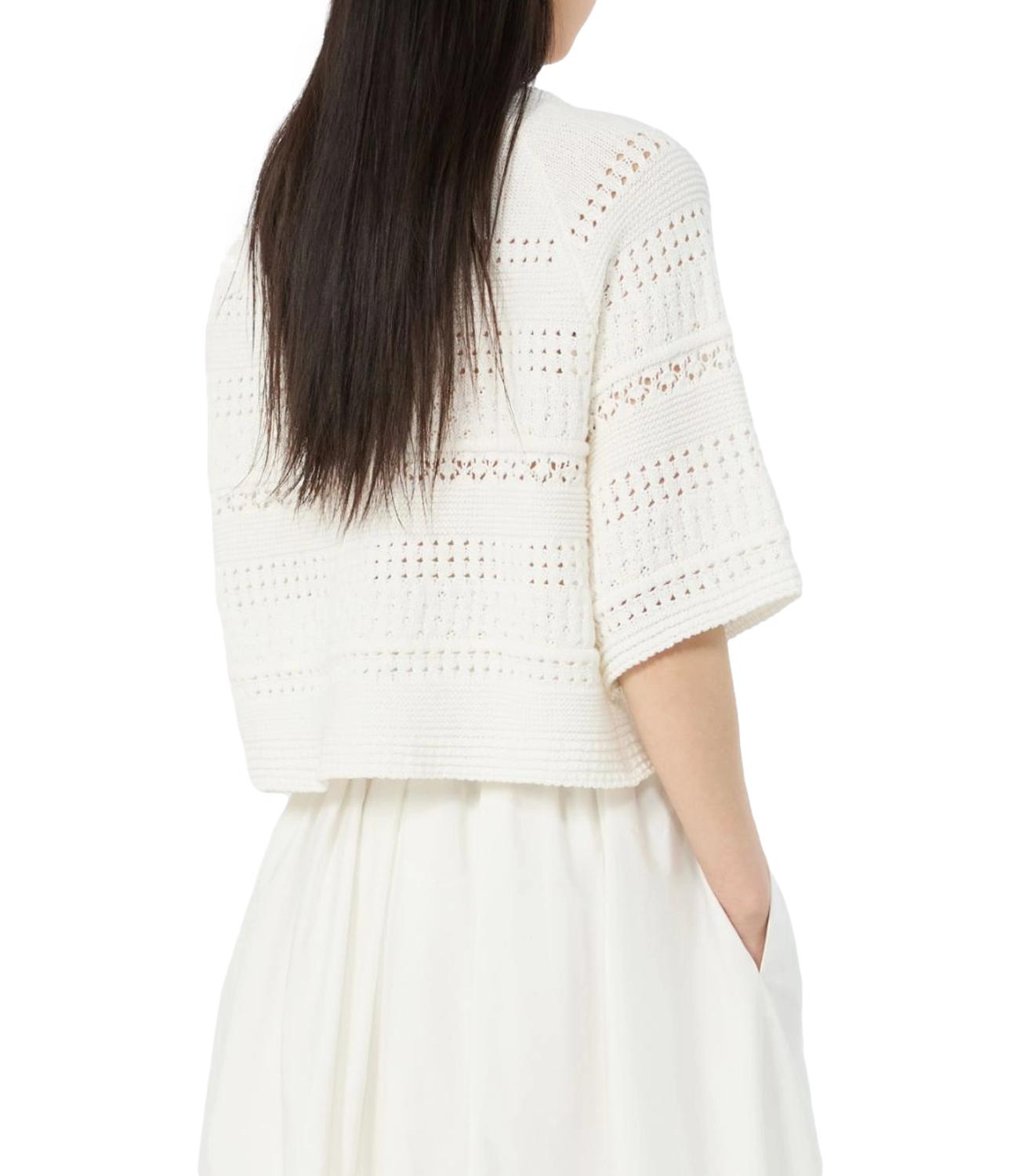 Cropped Knit Top with Openwork Design
