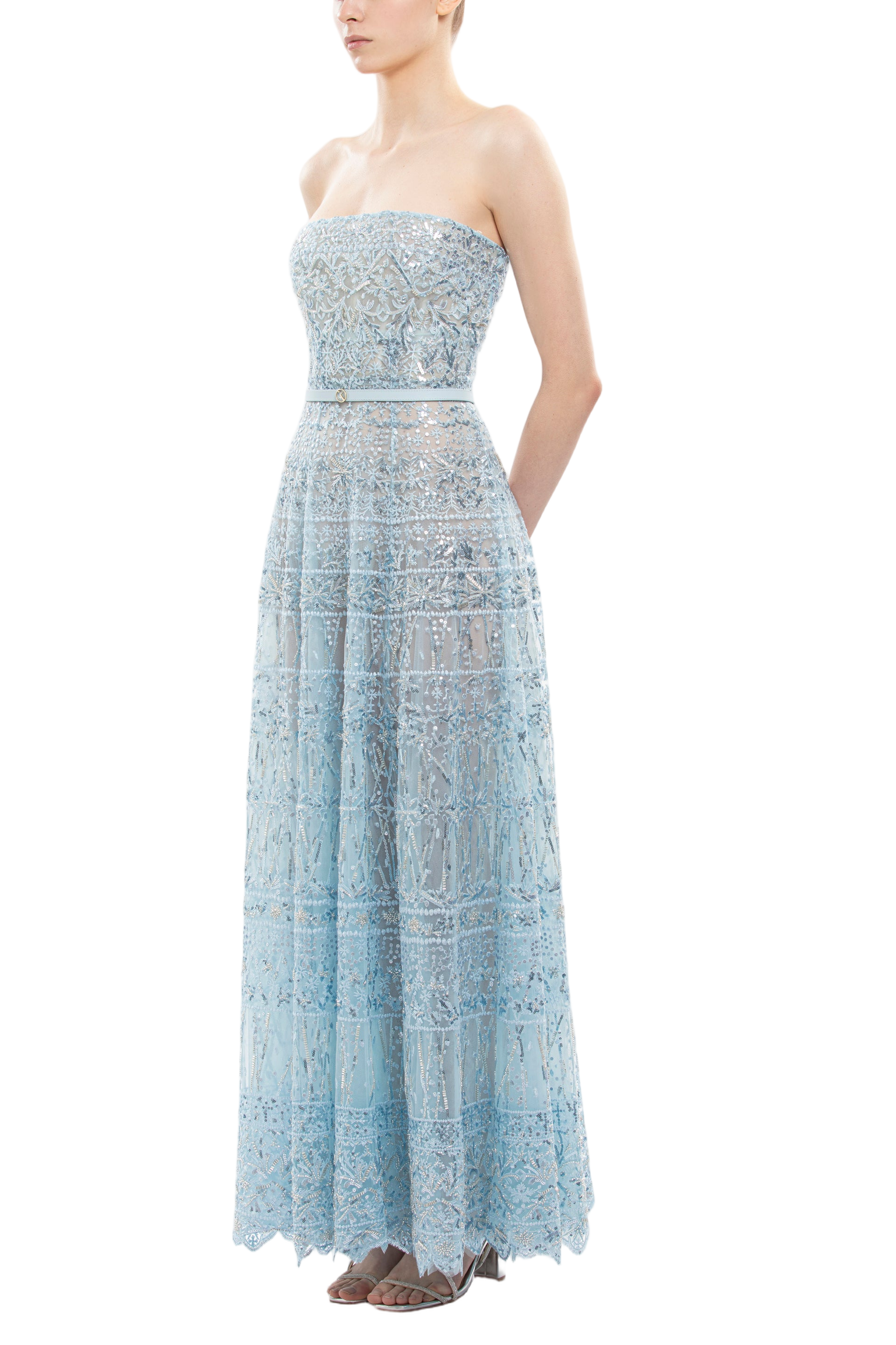 Strapless Beaded Tulle Dress