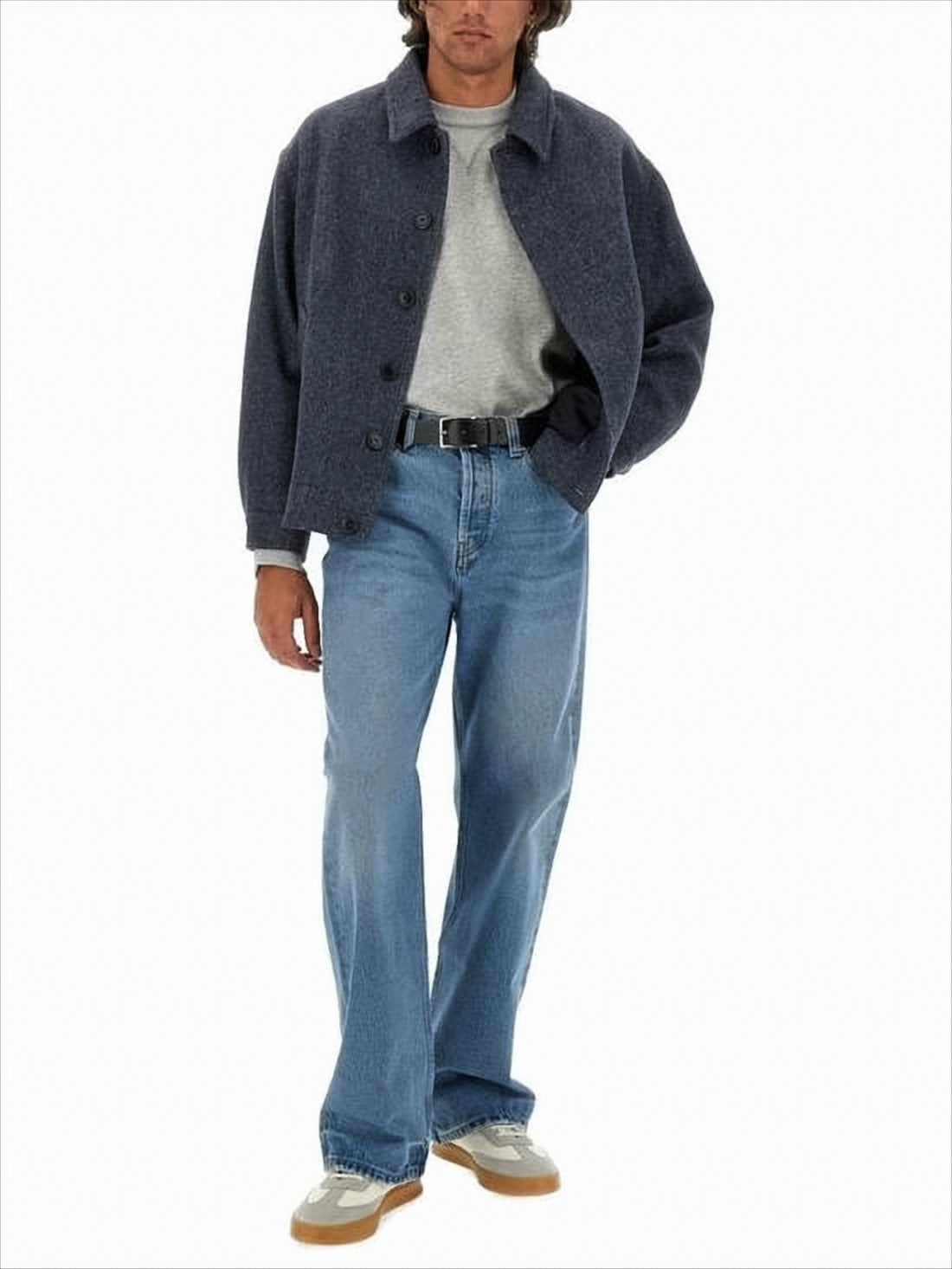 Boxy-Cropped Wool-Blend Jacket with Tailored Fit