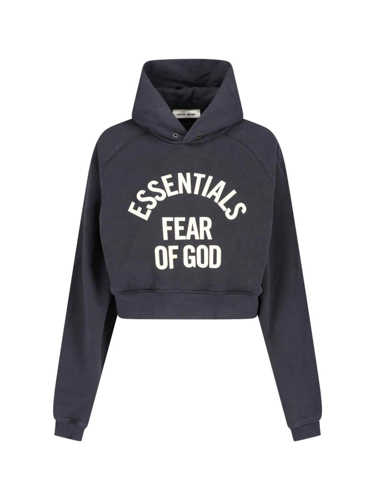 Black Cropped Arched Logo Hooded Sweatshirt