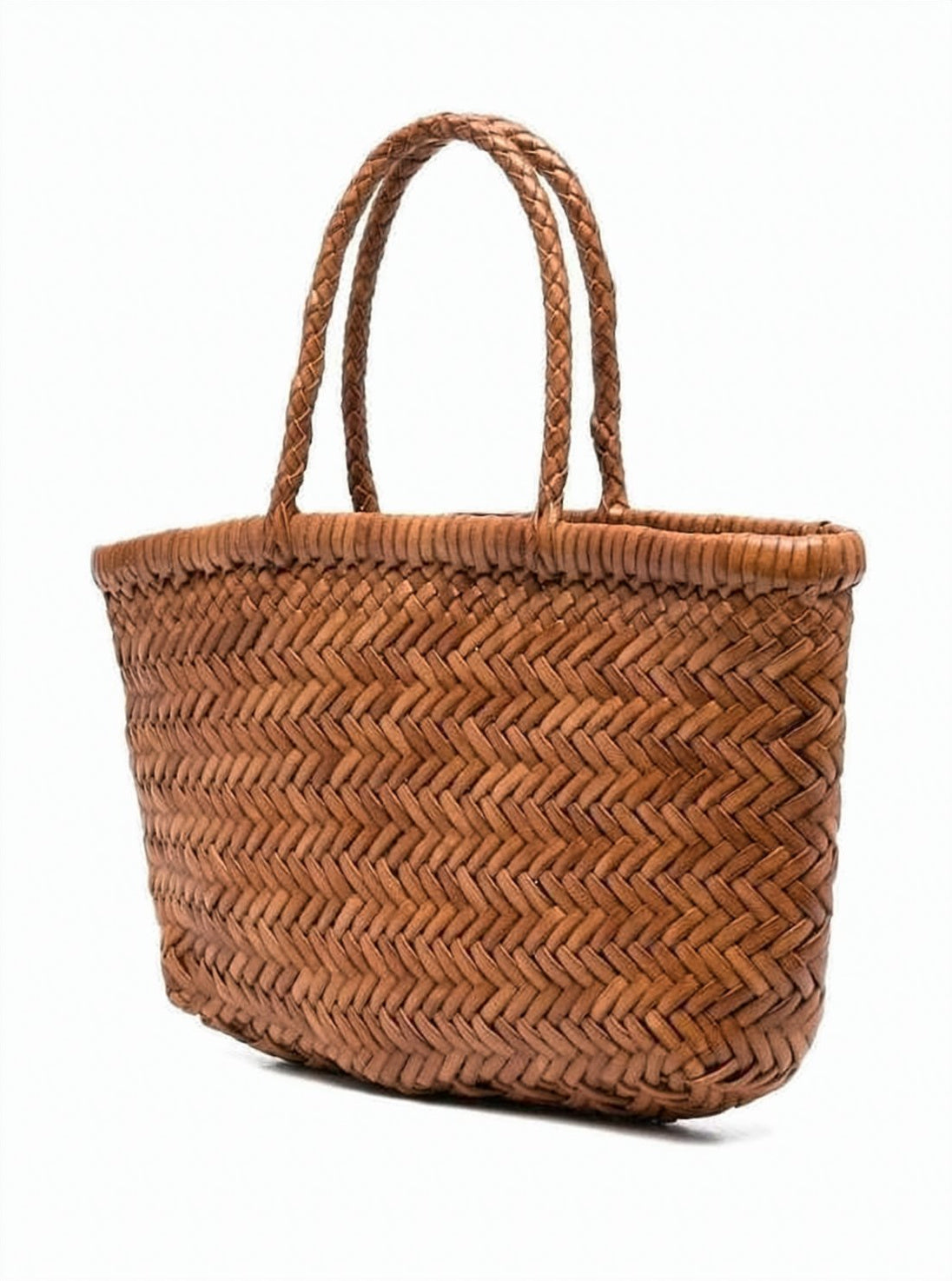 Mini Flat Basket-Style Tote with Braided Handles