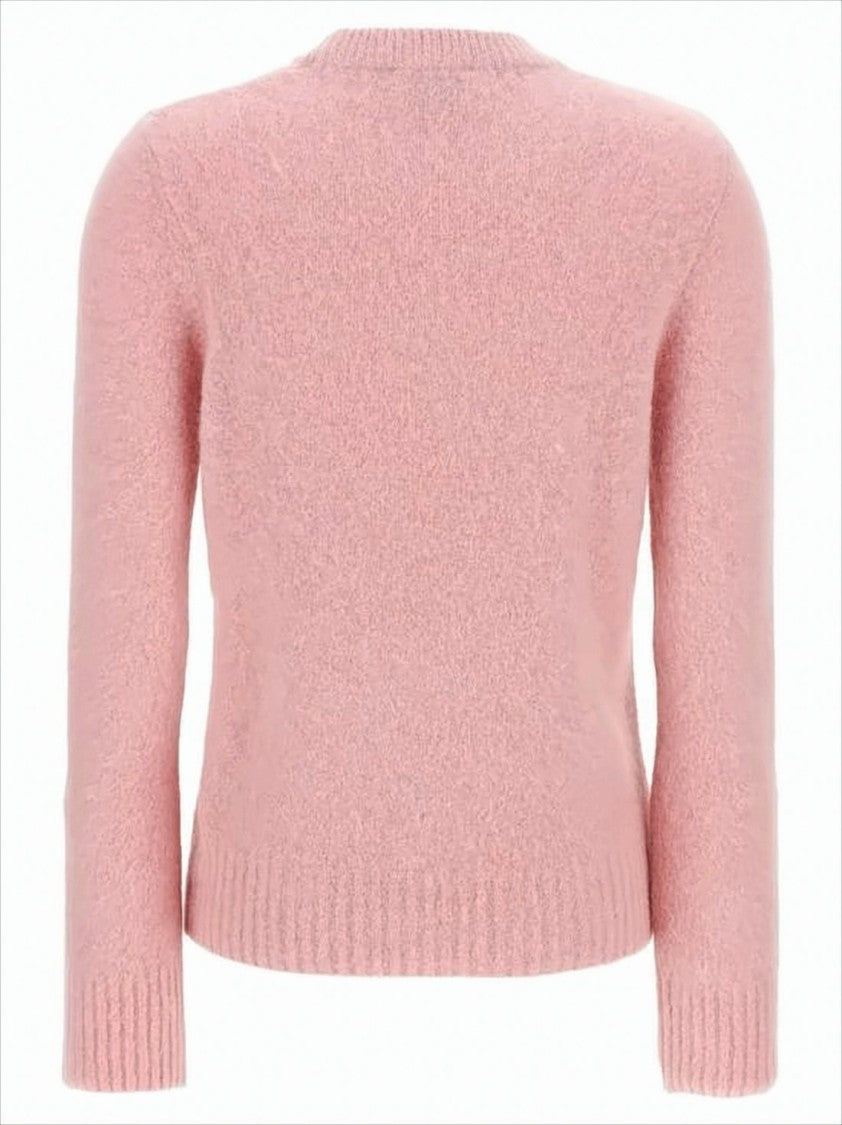Soft Fuzzy Crewneck Sweater with Ribbed Cuffs