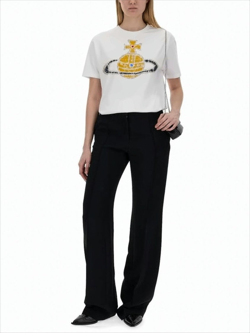Graphic Print Short-Sleeved T-Shirt with Orb Design