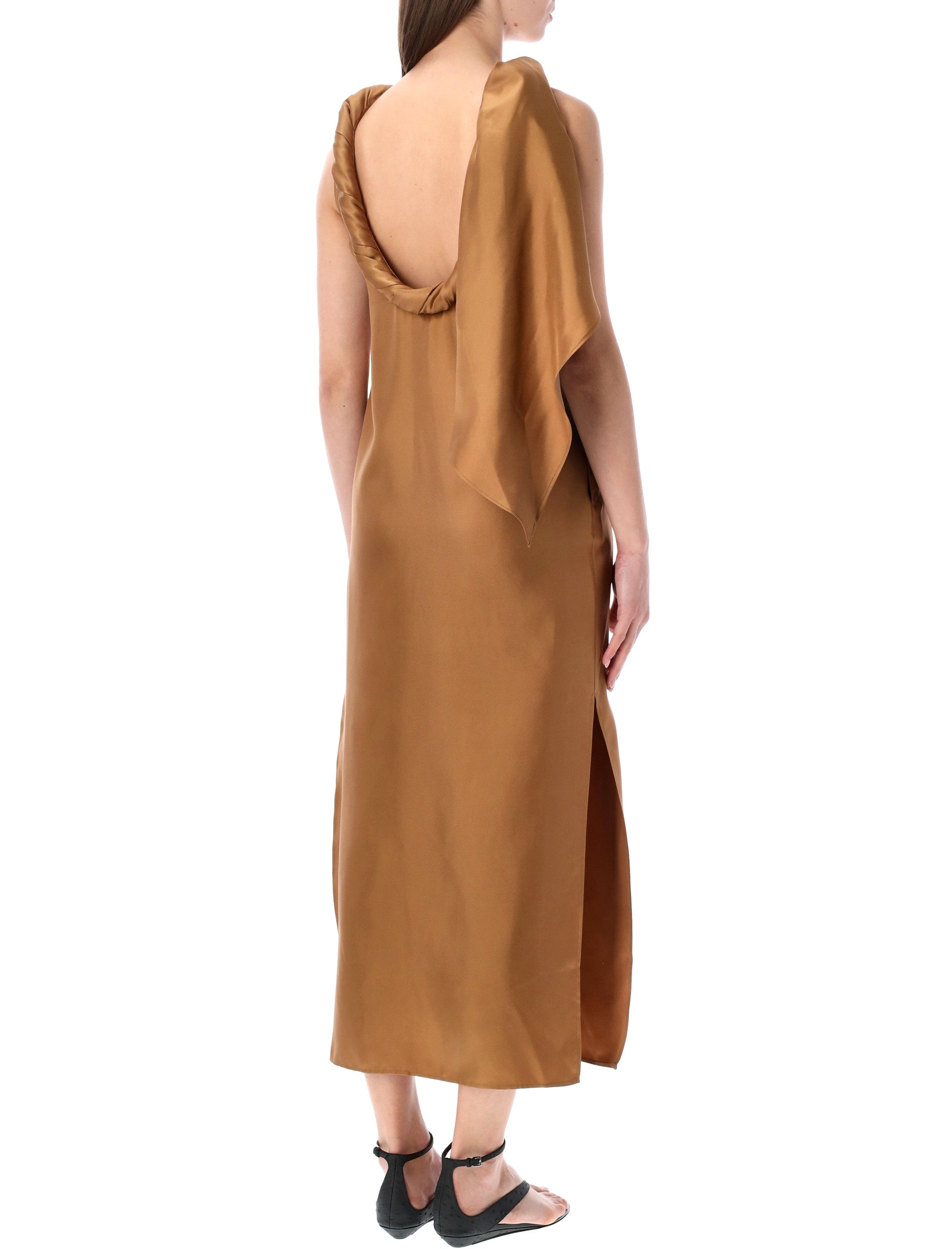 Susan Silk Twill Twisted Collar Dress