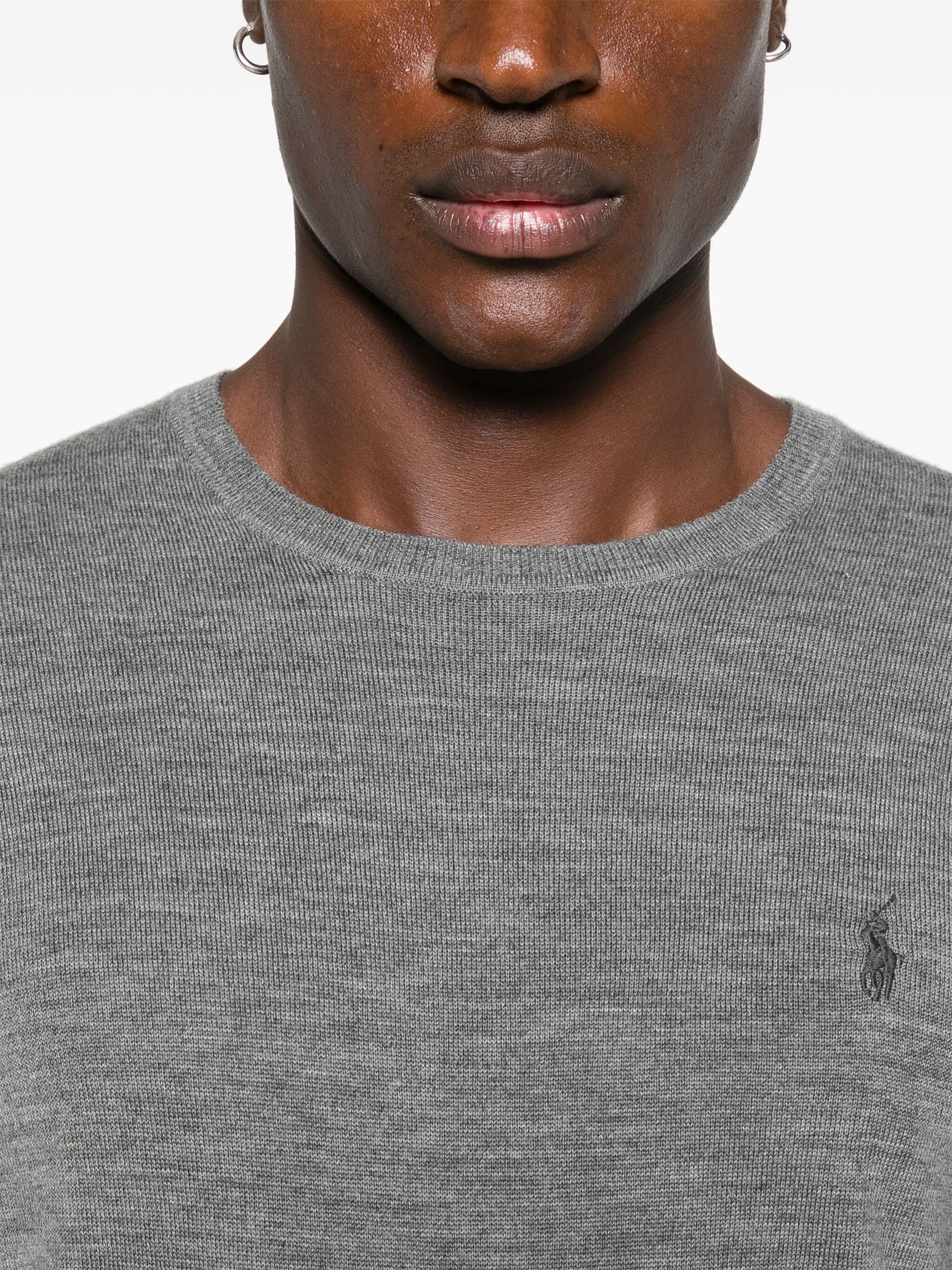 Grey Pullover Tailored Crew Neck Pullover