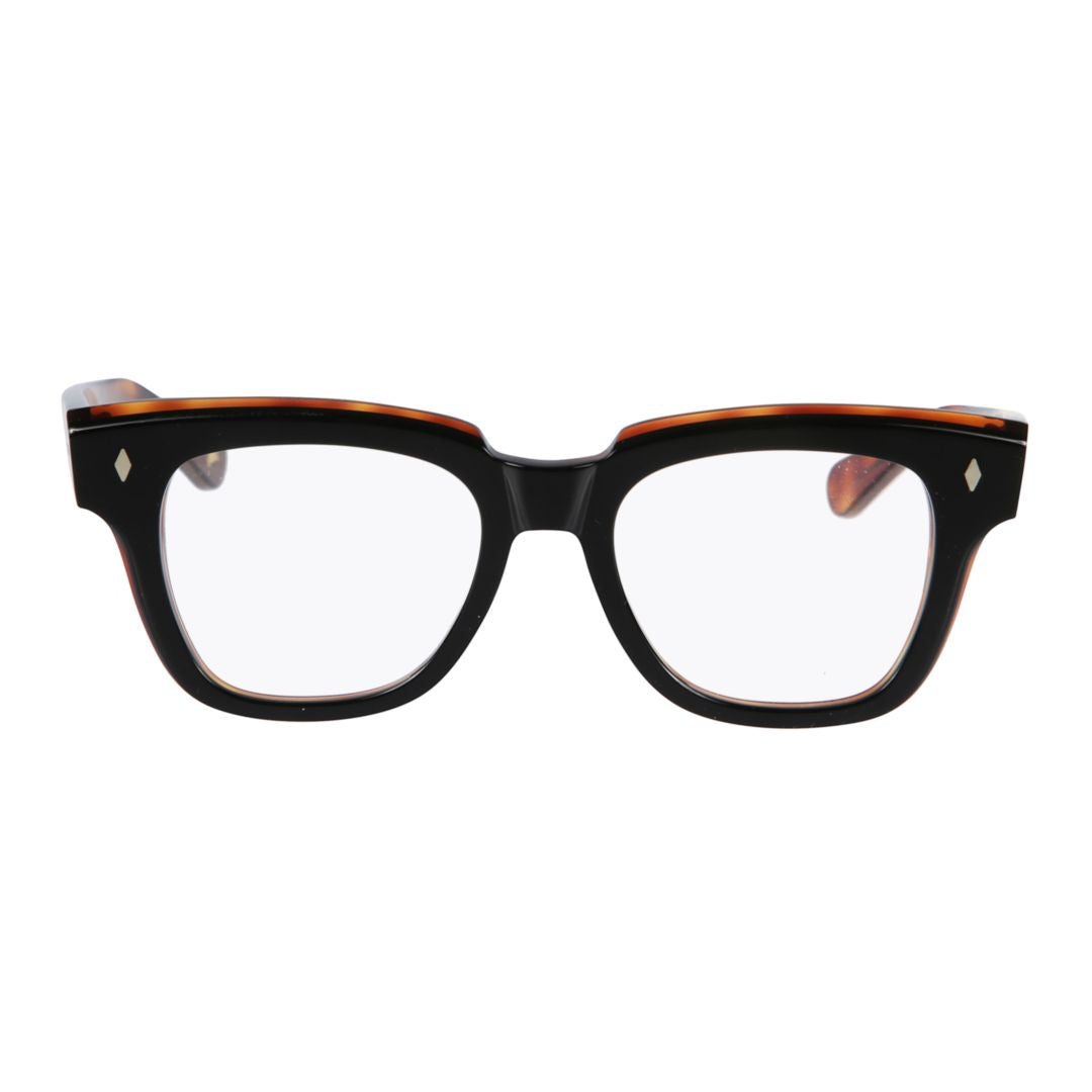 Rombo Square Tortoiseshell-Patterned Eyeglasses with Diamond Accents
