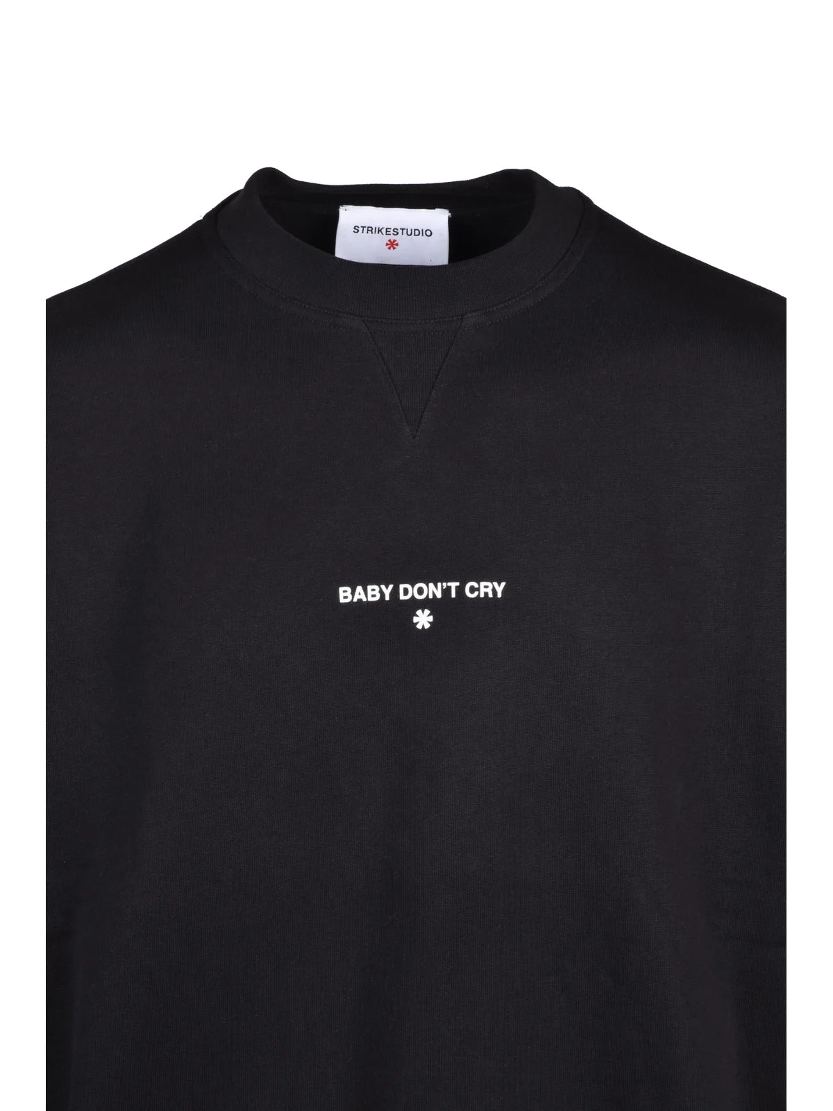 Black Cotton Crewneck Sweatshirt