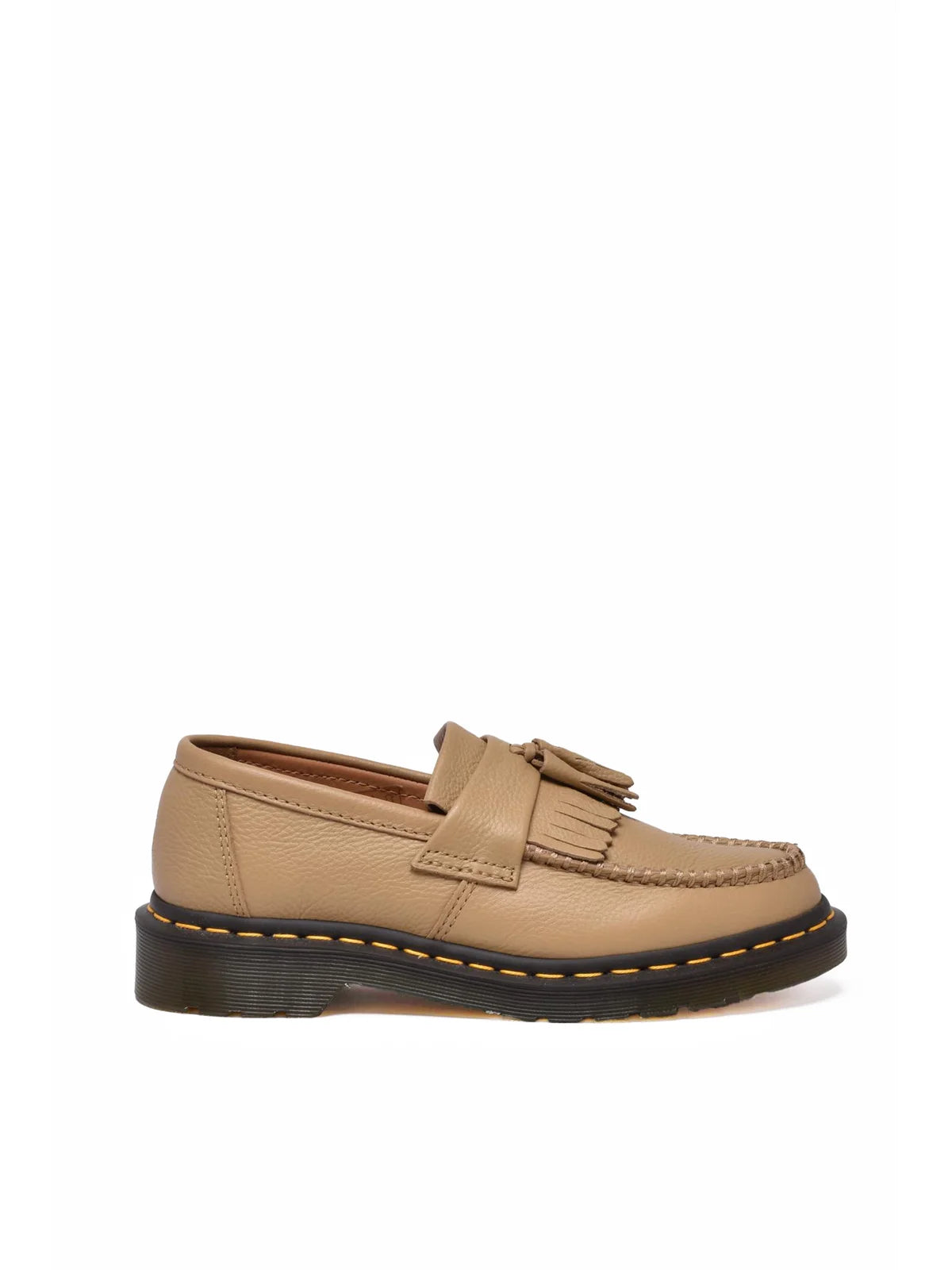 Beige Leather Adrian Loafers With Decorative Fringe