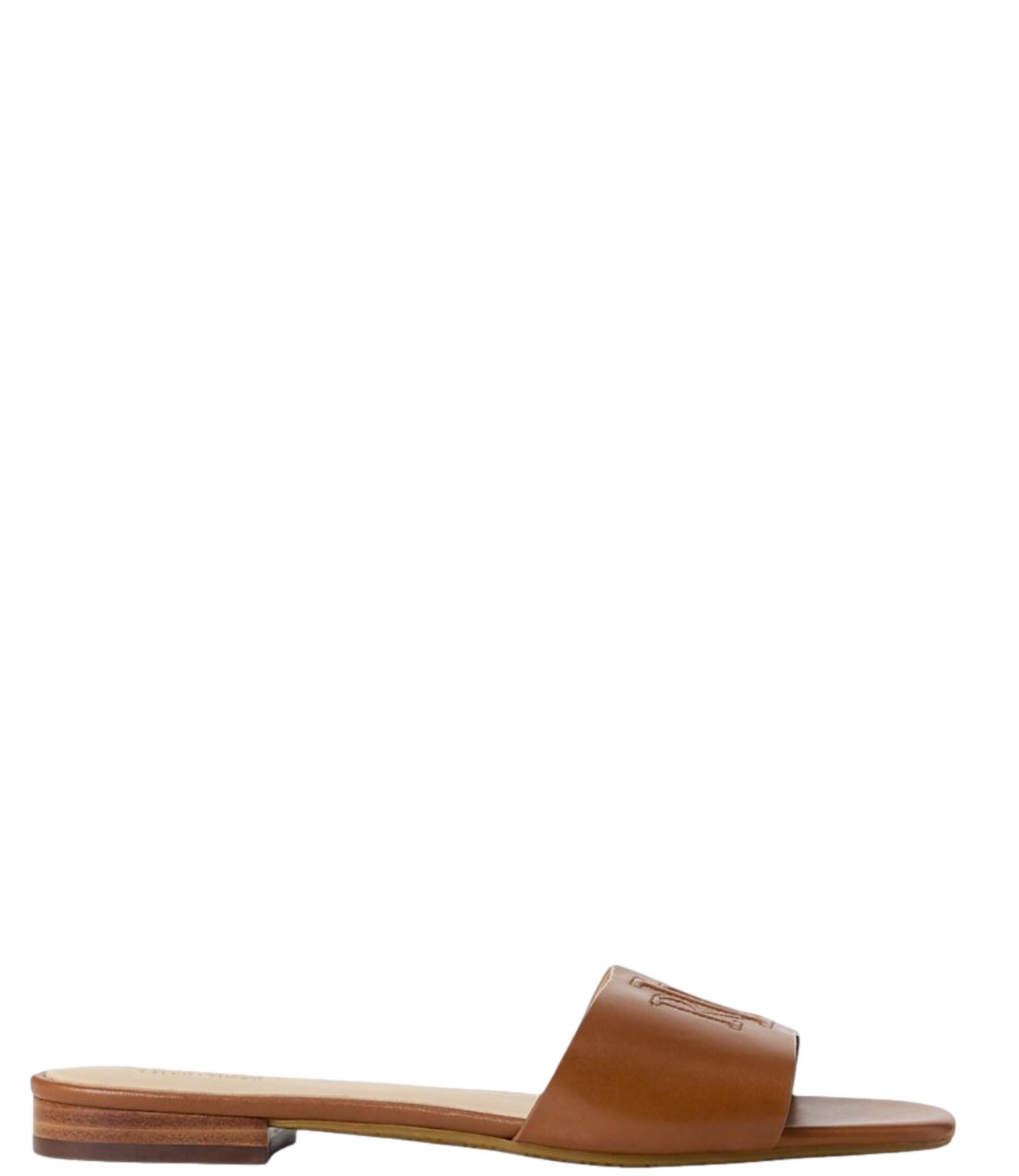 Everley Slide Sandals – Brown Leather