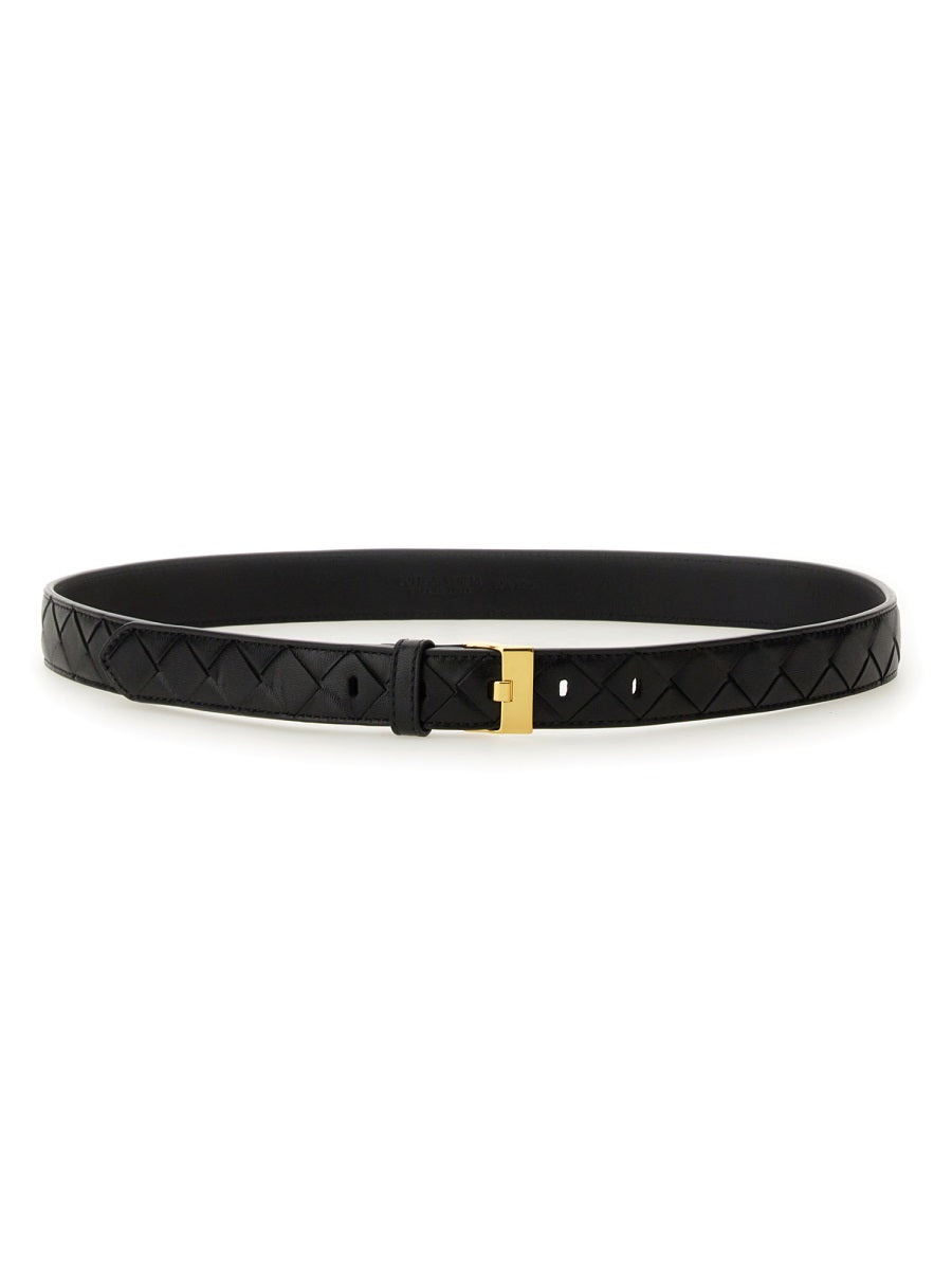 Slim Woven Pattern Calf Leather Belt