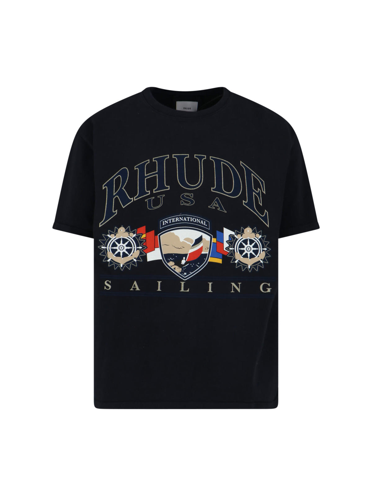 Classic Black T-Shirt With Crew Neckline And Short Sleeves