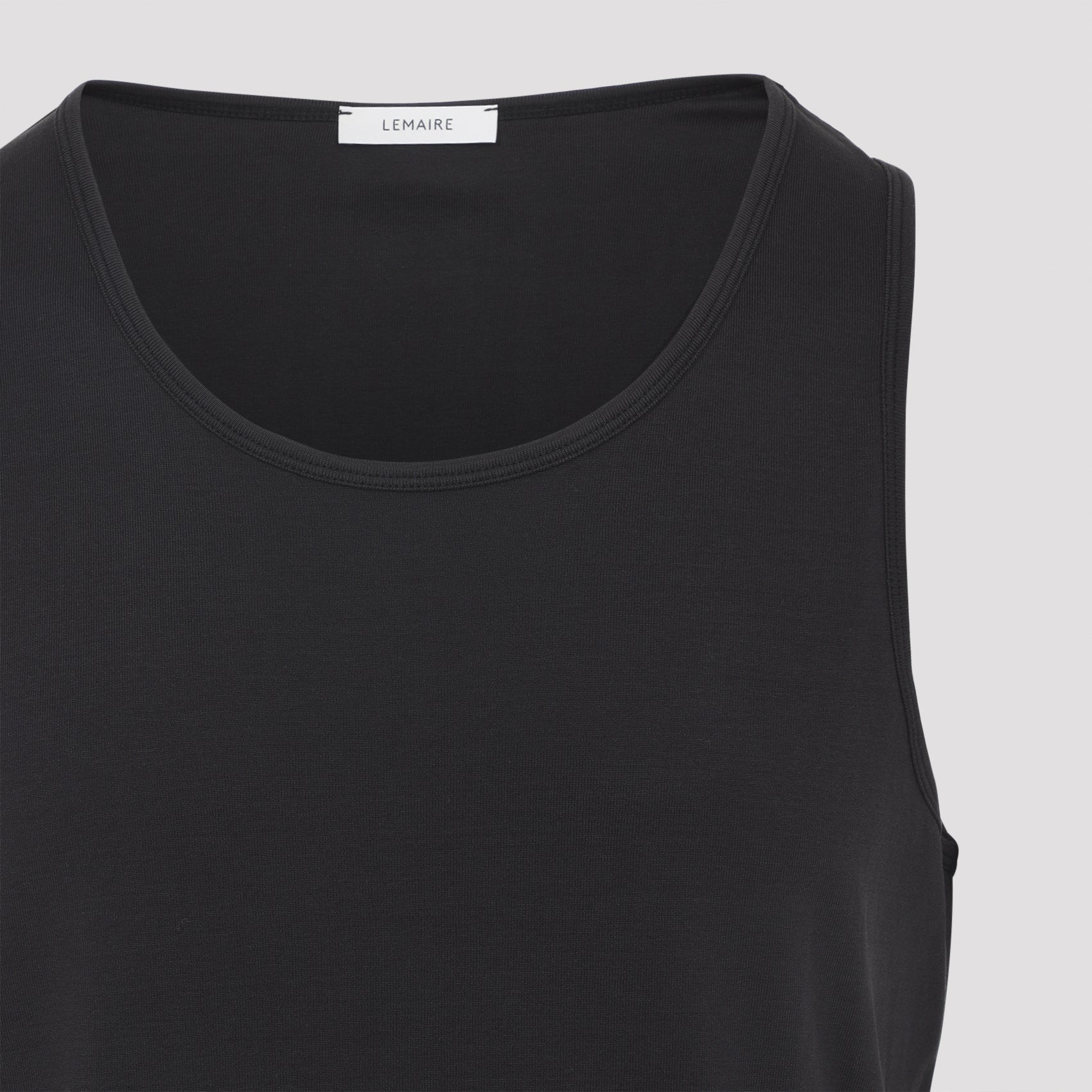 Minimalist Round Neck Sleeveless Top in Black Cotton