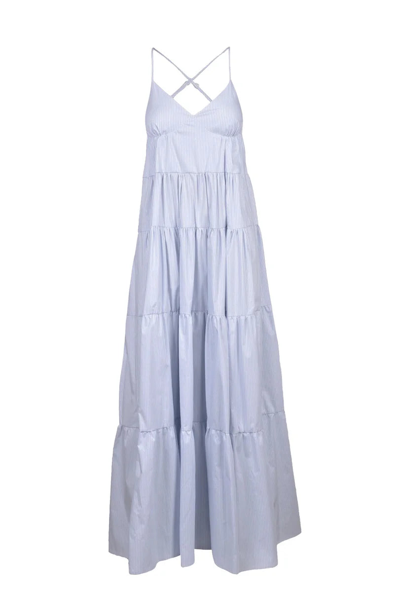 Long Lamé Dress - White/Lilac