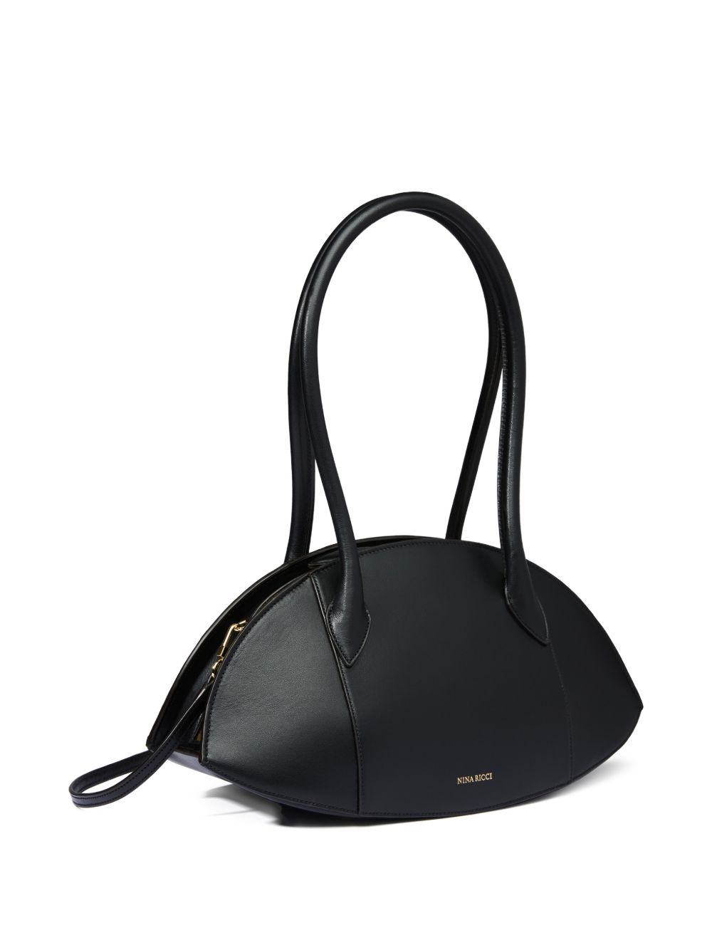 Elongated Oval Black Silk And Nylon Bag
