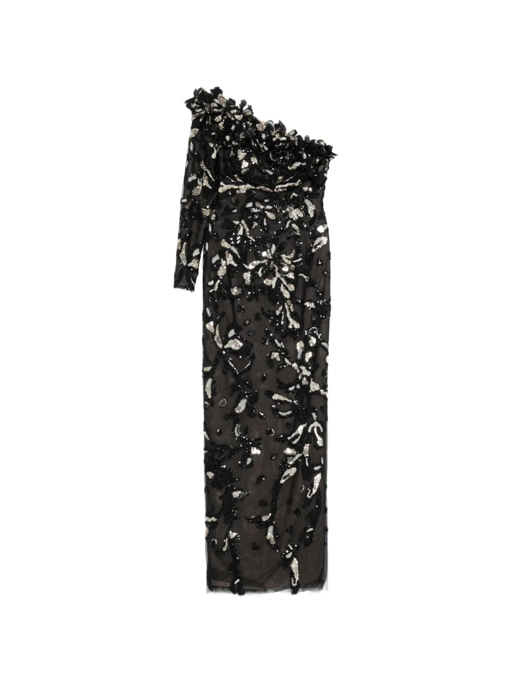 One-Shoulder Embroidered Tulle Dress