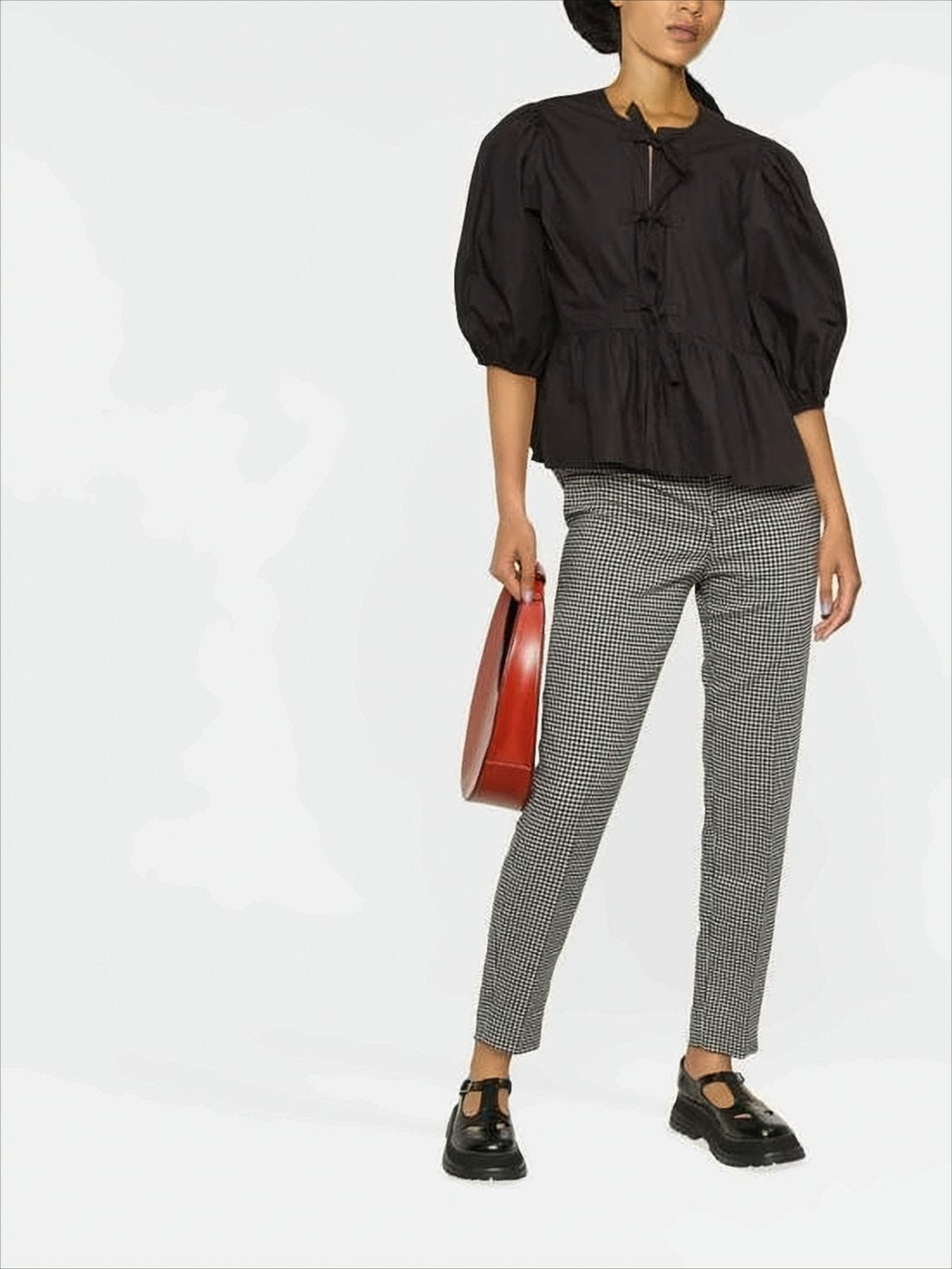 Black Blouse with Round Neckline