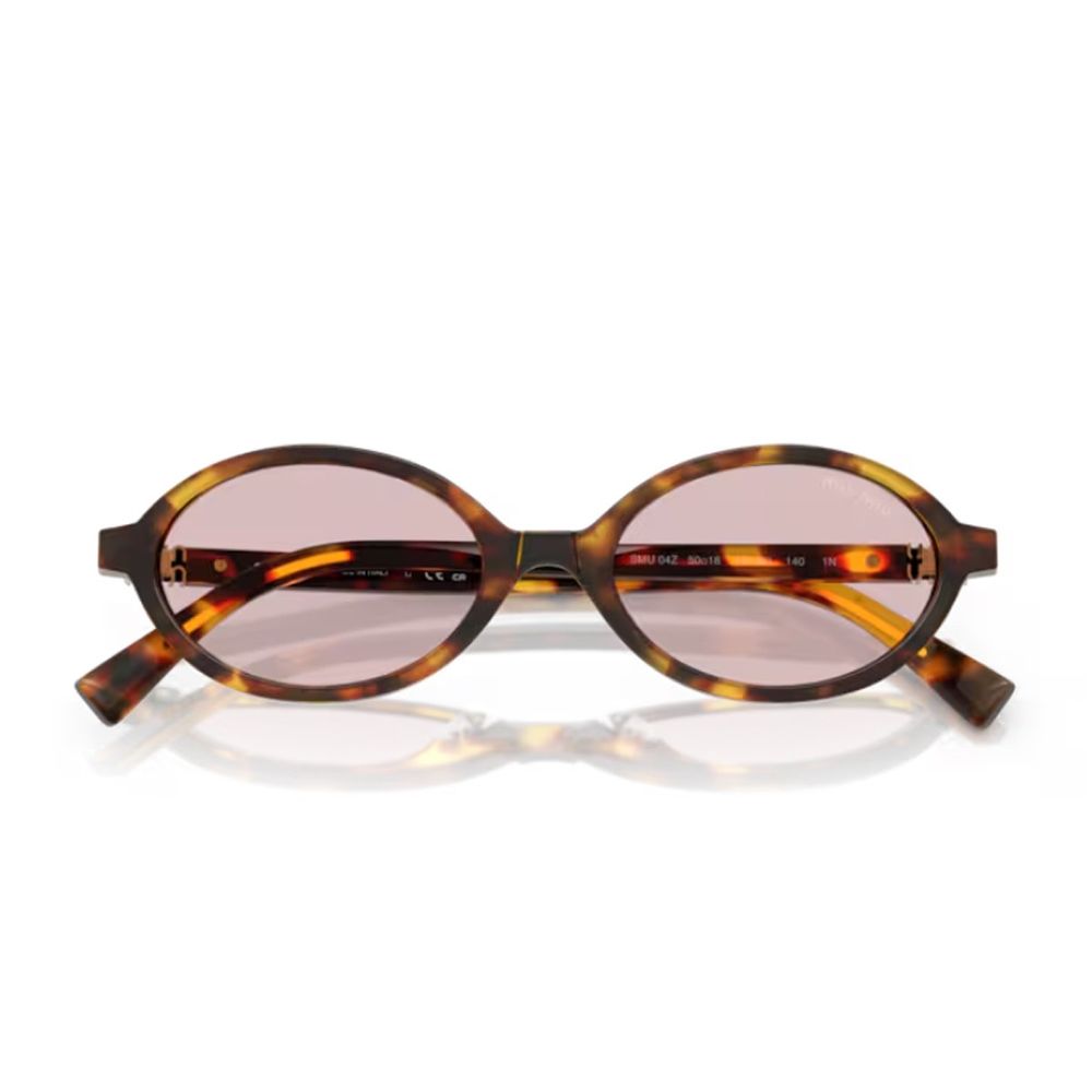 04Zs Miu Regard Honey-Havana Acetate Oval Sunglasses