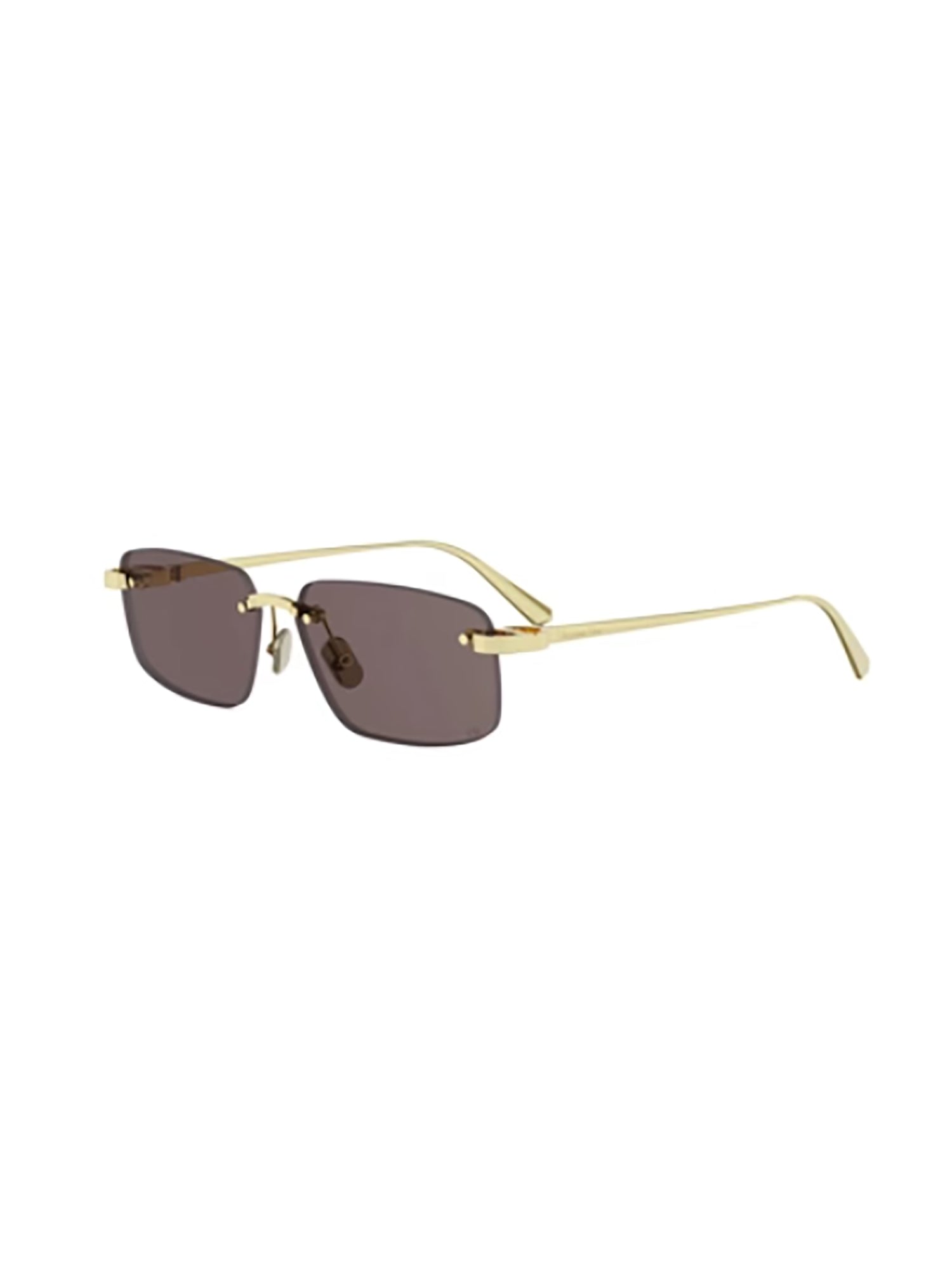 Rimless Rectangular Sunglasses With Gold-Toned Metal Accents