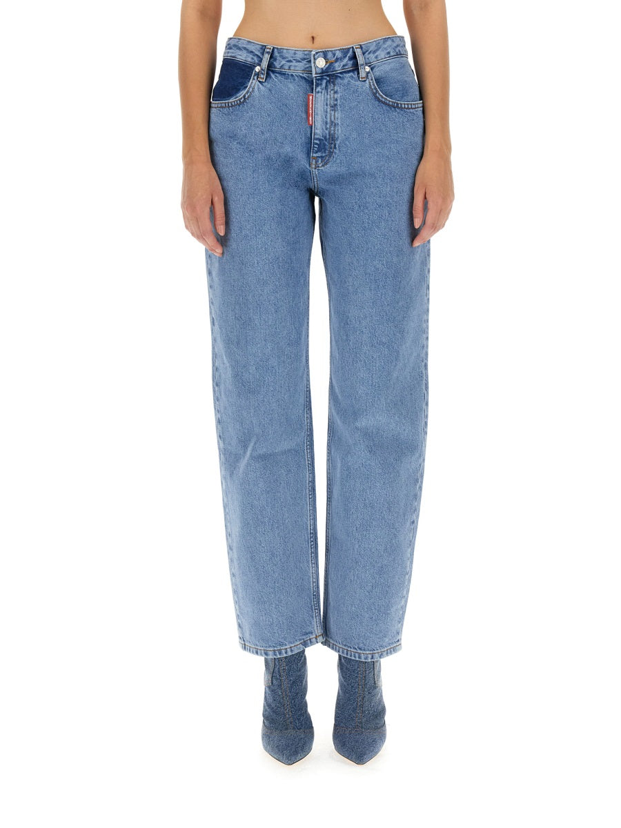 Straight-Leg Denim Jeans with Five-Pocket Design
