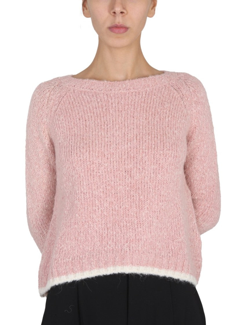 Alpaca Blend Sweater With Contrasting Trim