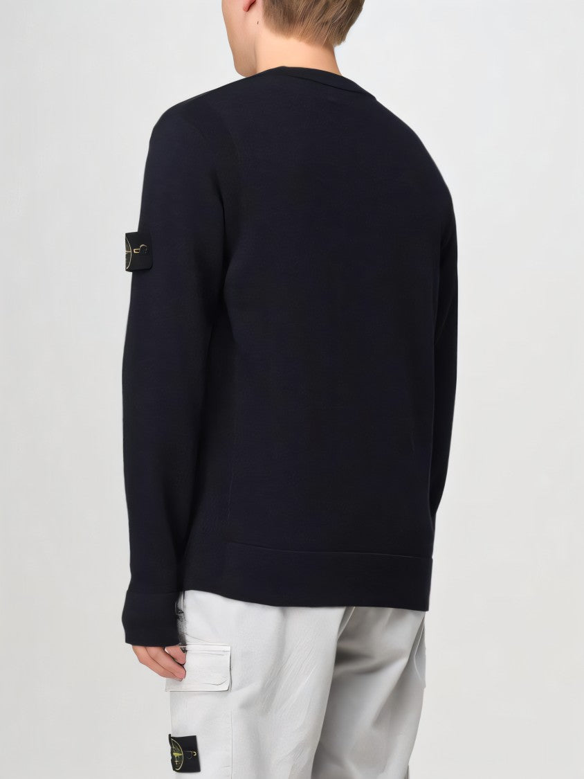 Ribbed Detail Black Knit Sweater