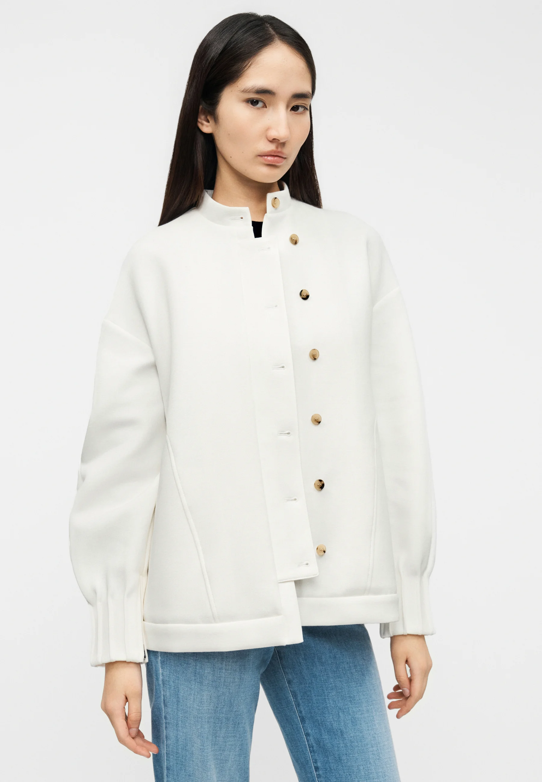 White Cotton Blend Sweatshirt