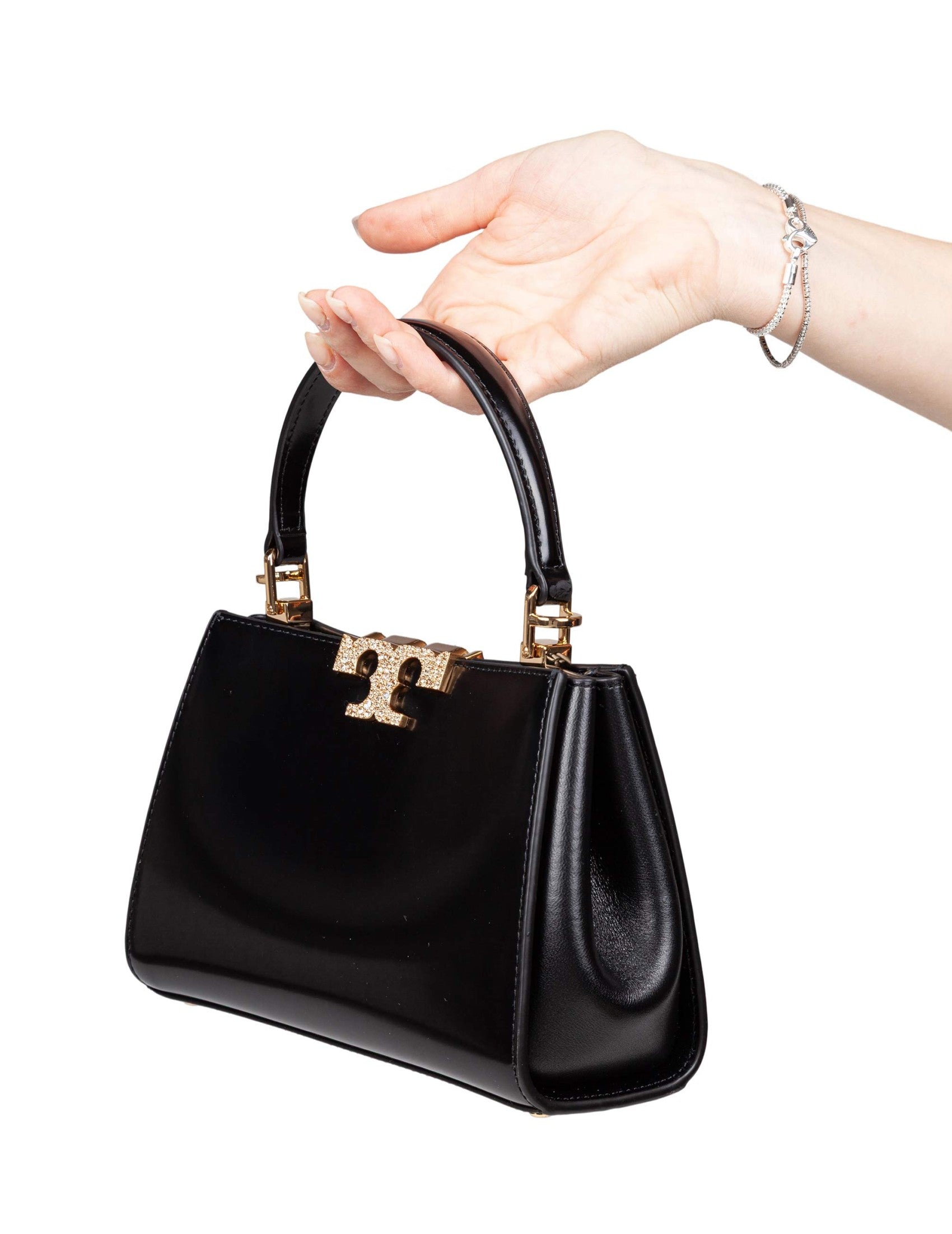 Mini Eleanor Pave' Leather Bag, Black