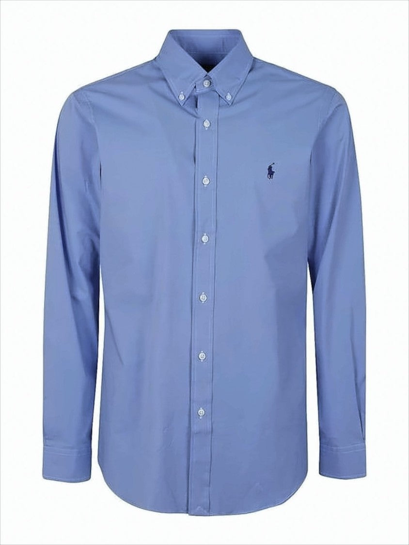 Long-Sleeve Slim Fit Button-Up Shirt with Classic Collar