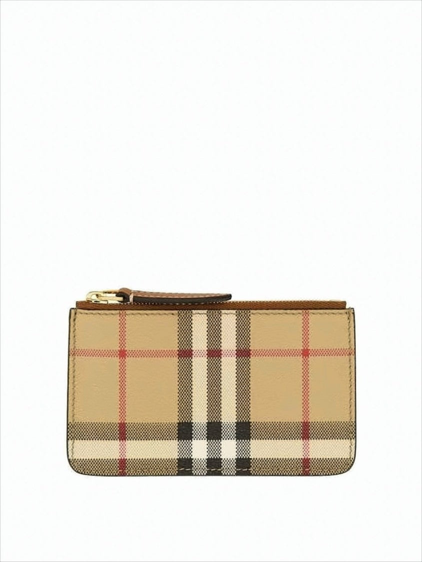 Checkered Pattern Wallet with Zip Closure