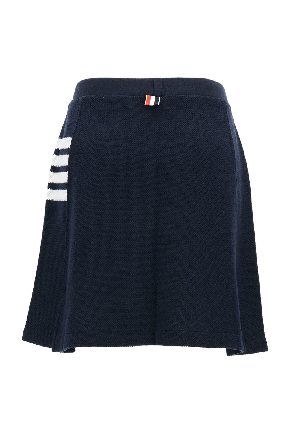 Navy Blue Pleated Mini Skirt with Signature Grosgrain Details