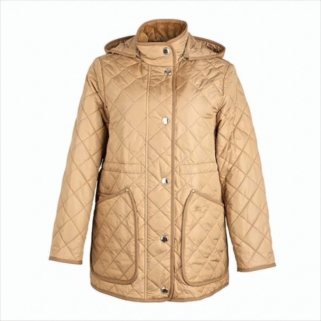 Quilted Brown Jacket With Fitted Silhouette And Cinched Waist