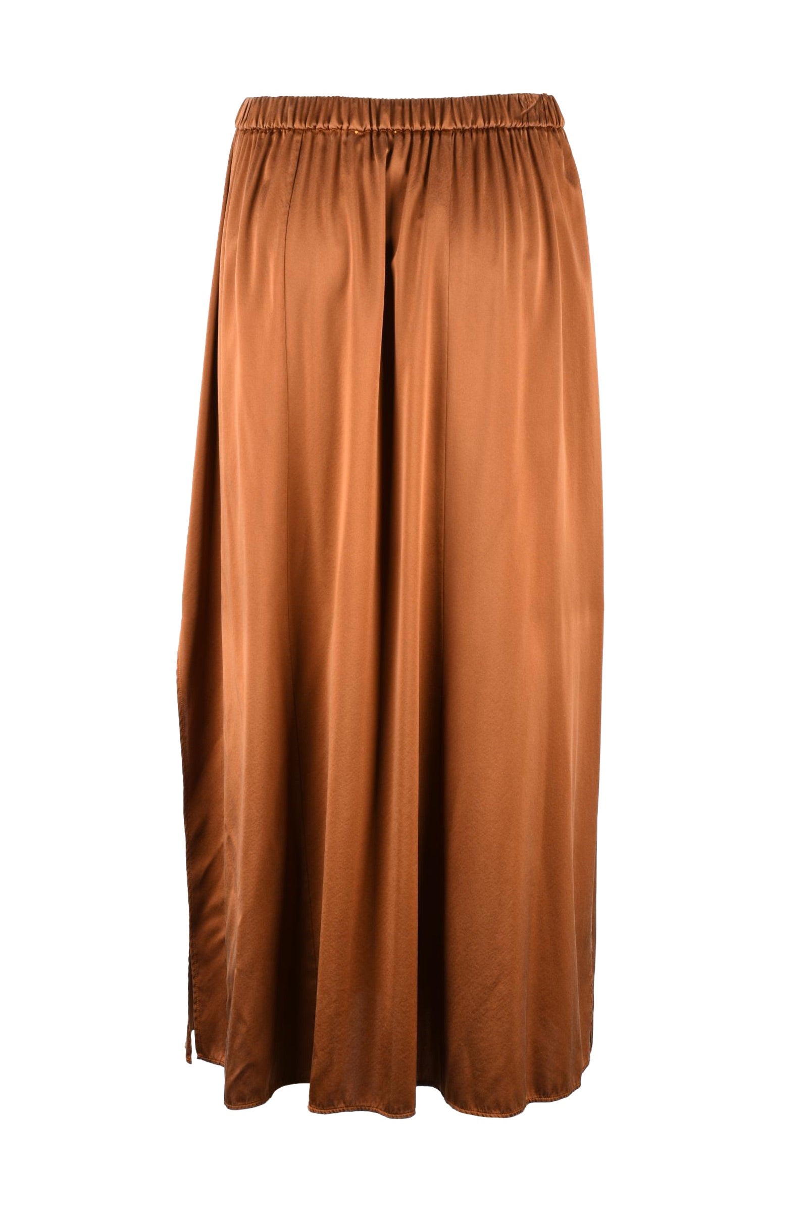 Long Satin Skirt - Brown