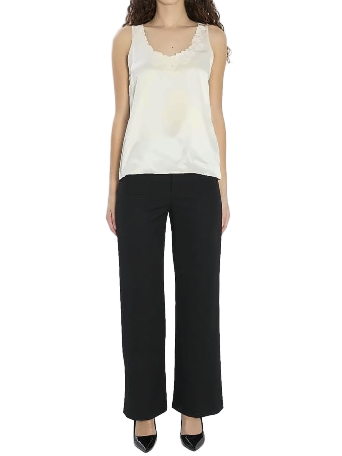High-Waisted Tailored Suit Pants with Decorative Gold Buttons