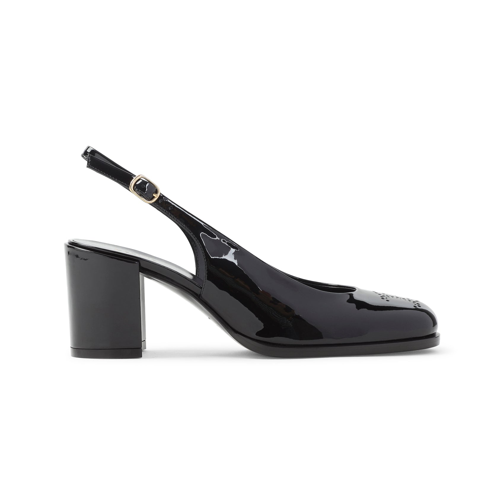 Black Calf Leather Slingbacks