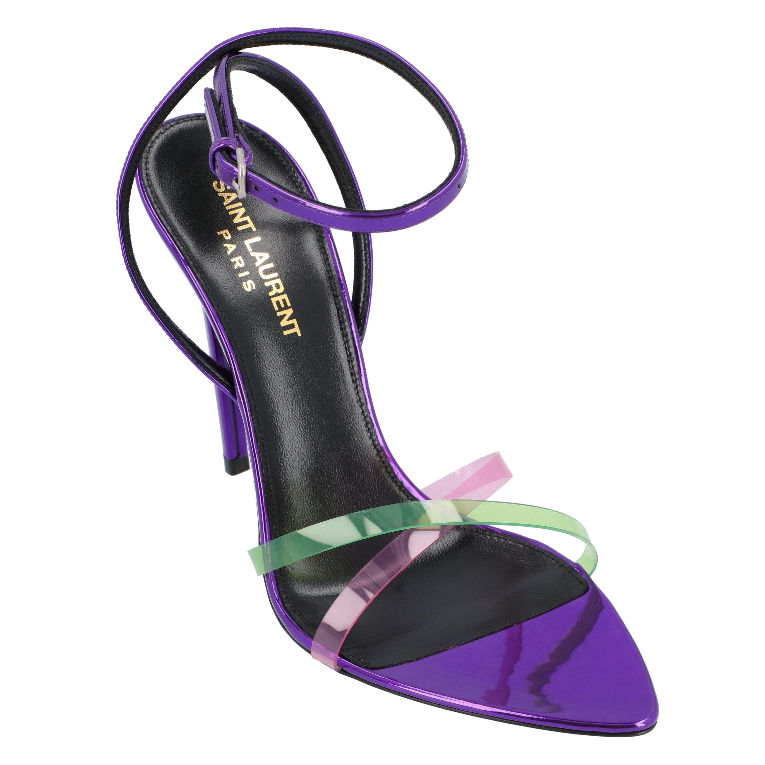 Gippy Patent Leather And Plexi Sandals Purple