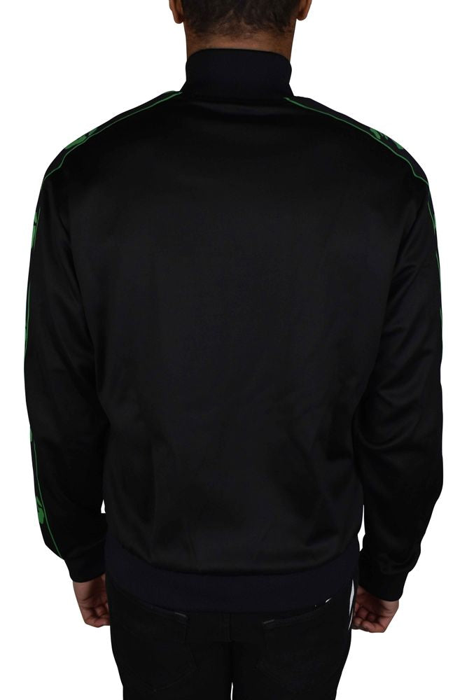 High-Collar Nylon Waistcoat With Green Logo Accents