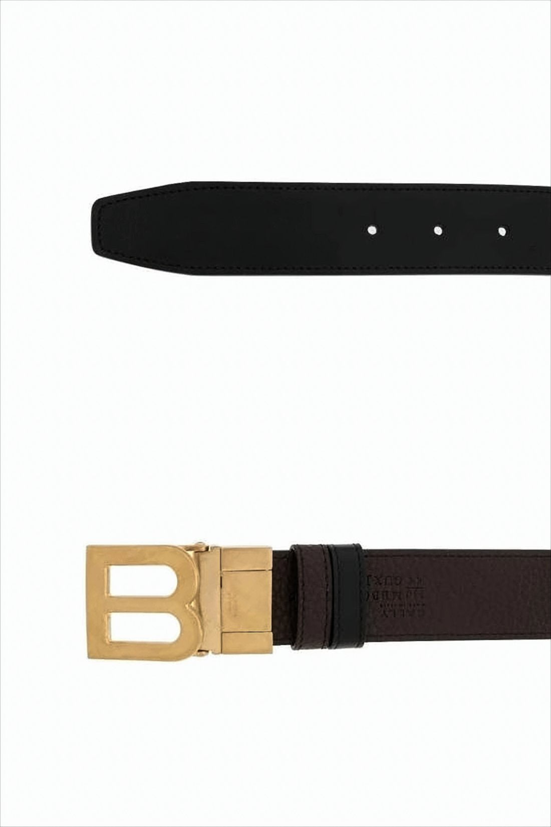 Textured Dark Brown Leather Belt with Gold-tone Buckle