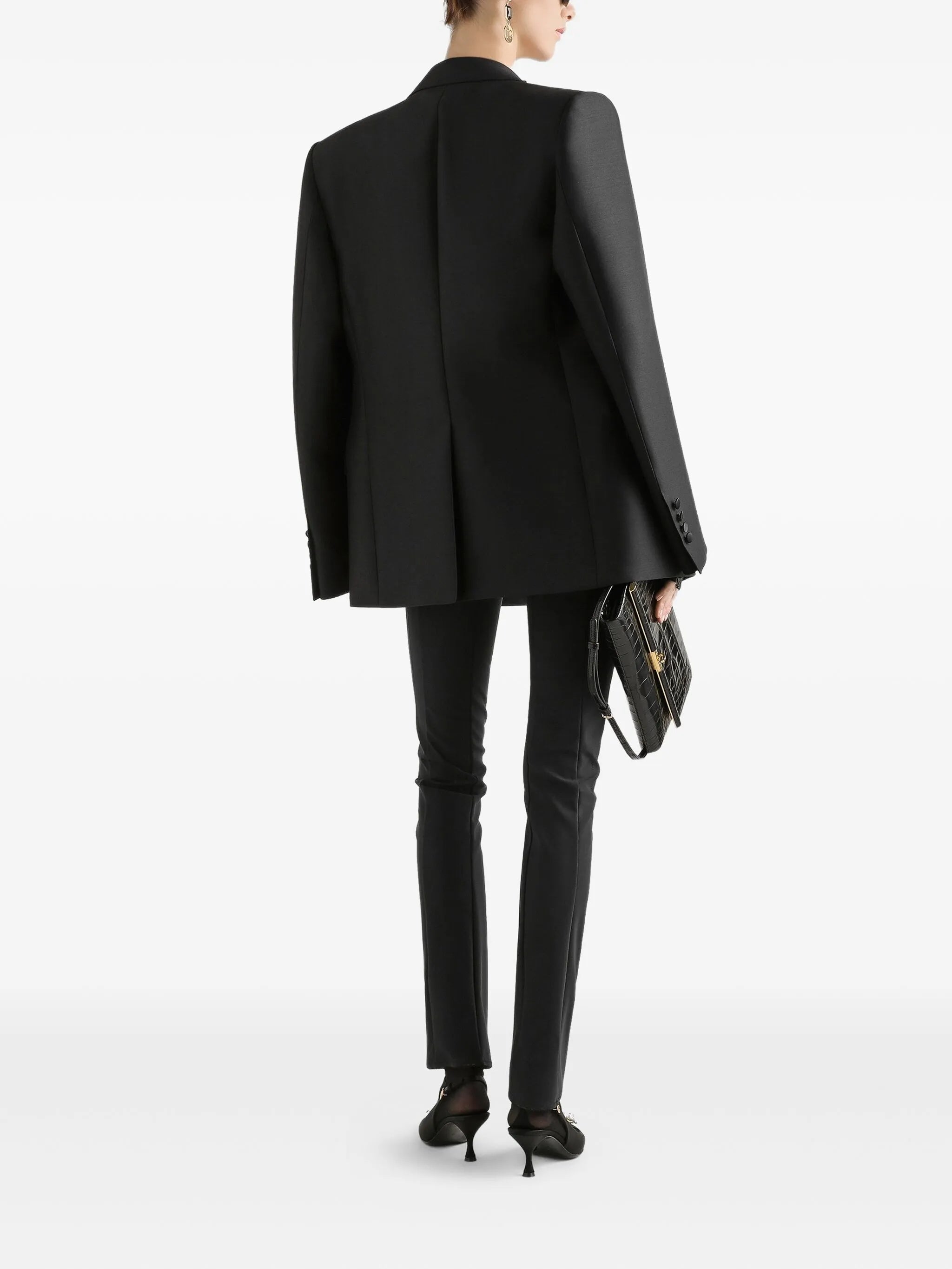 Double-Breasted Tailored Black Wool Blazer