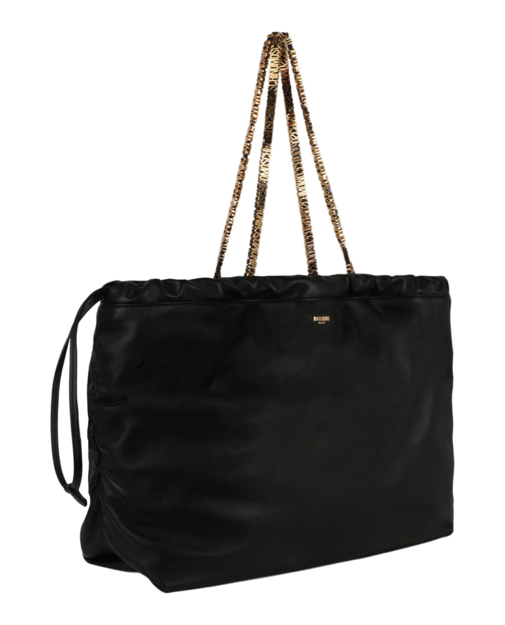 Drawstring Lettering Chain Shoulder Bag