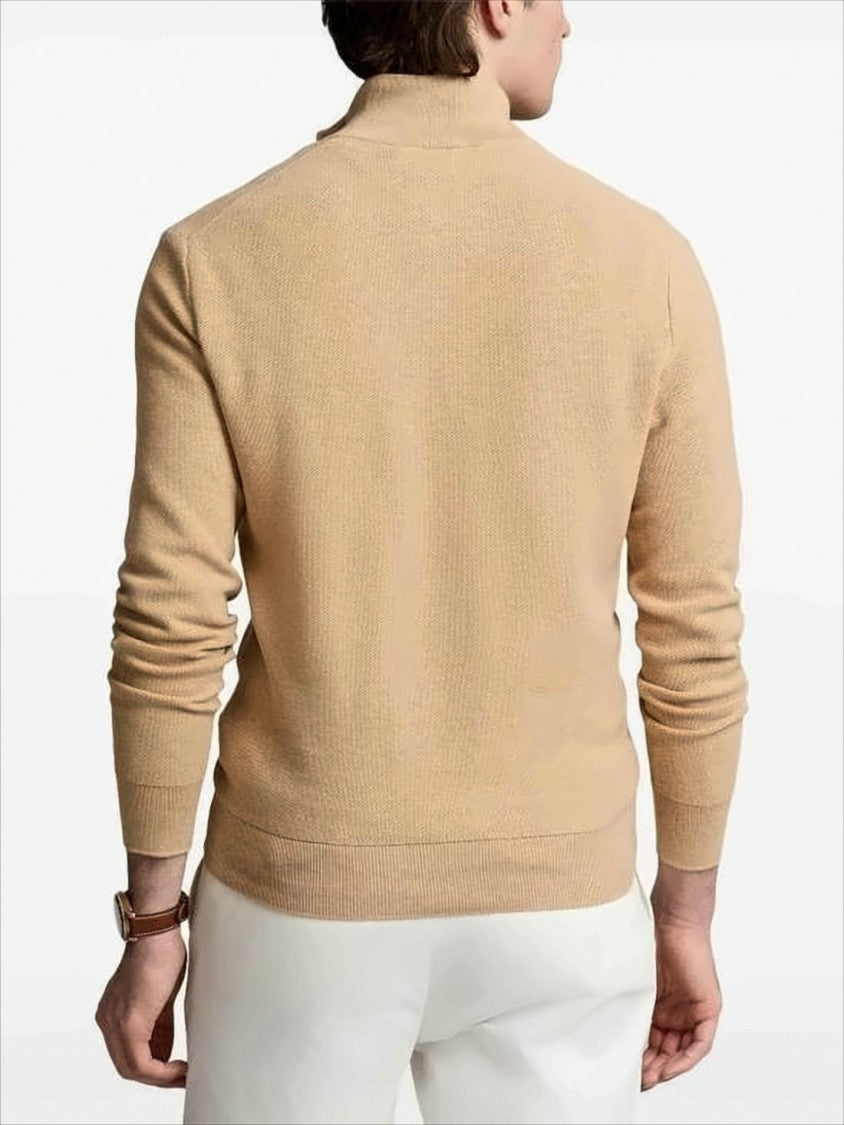 Half-Zip Long-Sleeve Pullover with Textured Knit