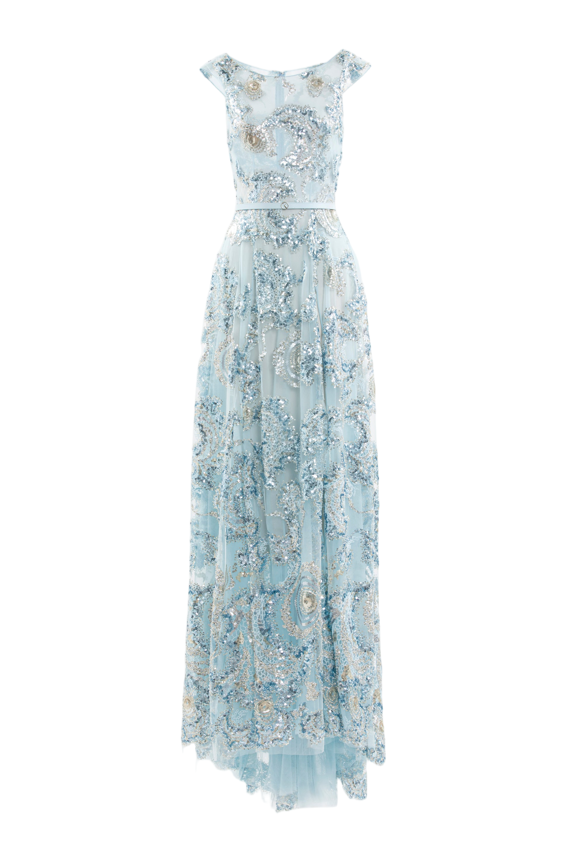 Embroidered Tulle Long Dress