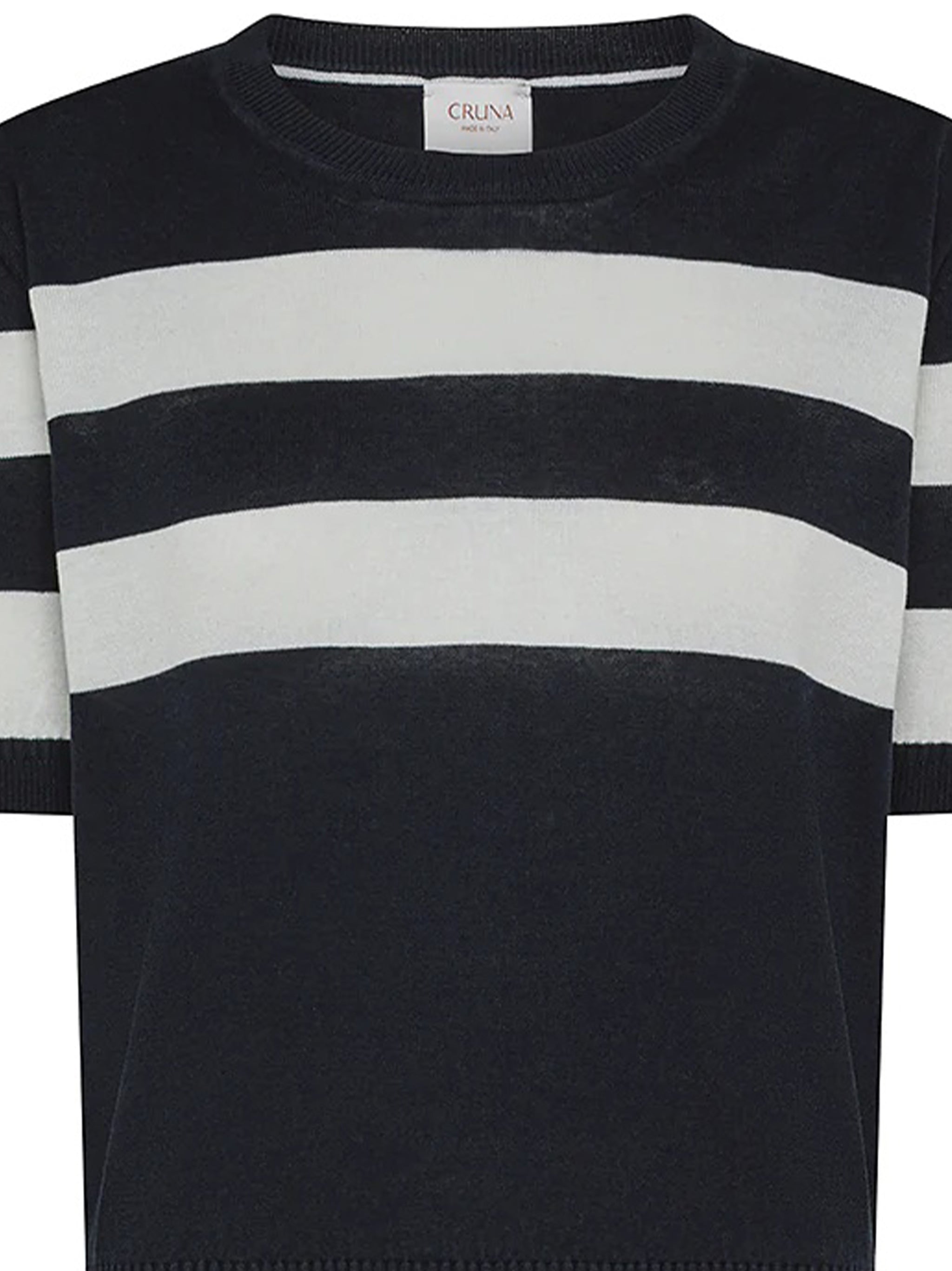 Cropped Black/White Horizontal Stripe T-Shirt