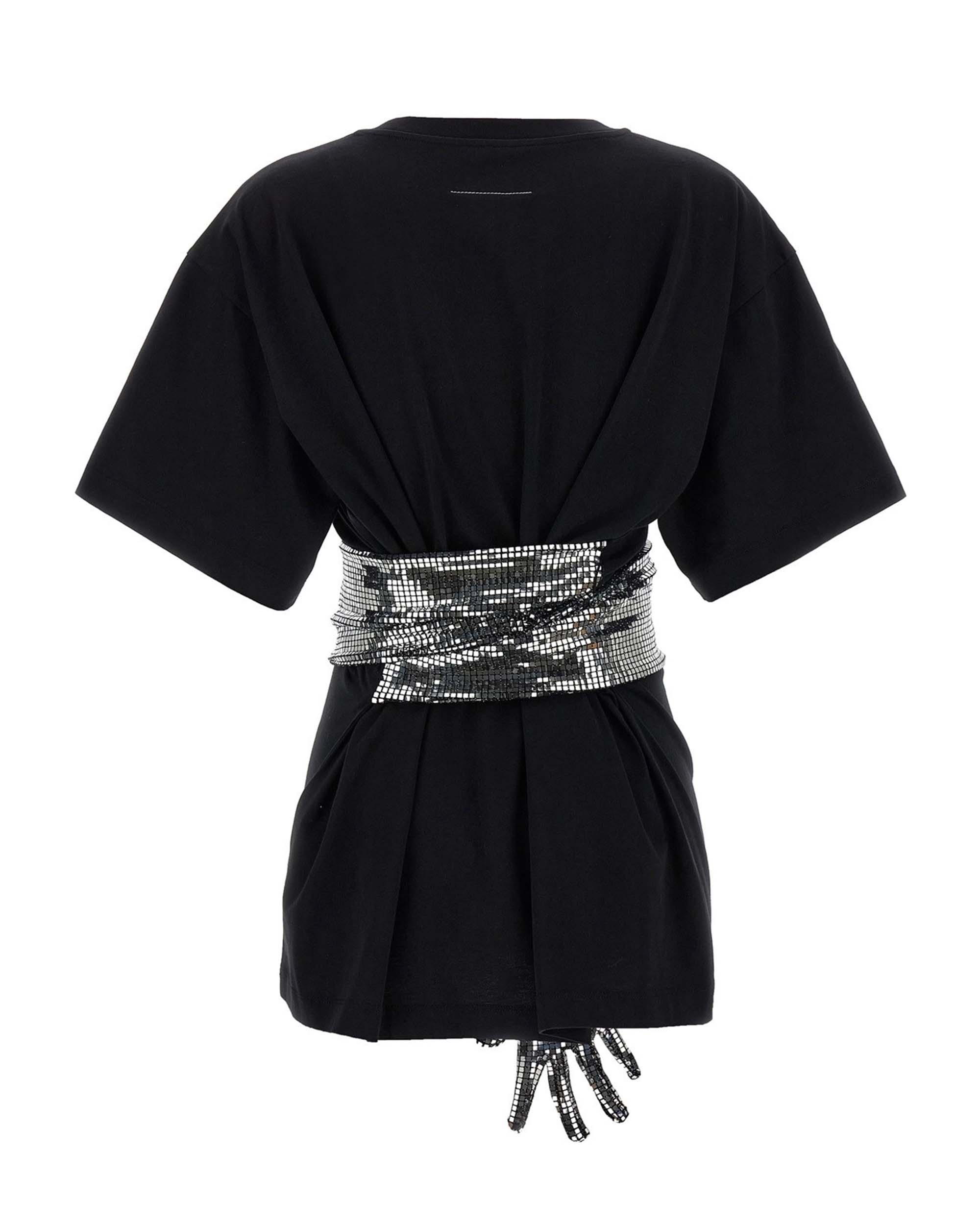 Short-Sleeve Black T-Shirt with Disco-Style Gloves